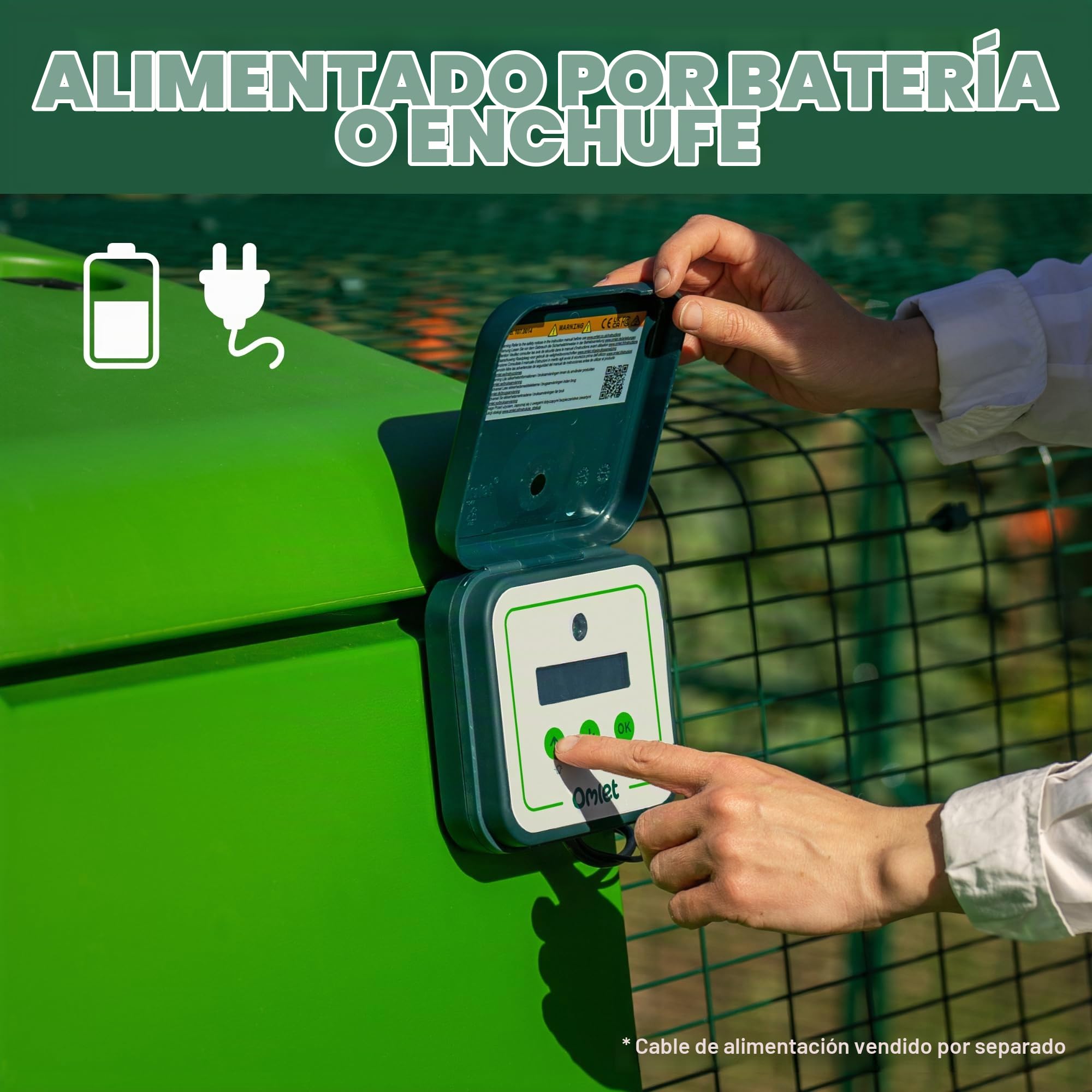 Omlet Smart - Abridor automático de puerta de gallinero | Wi-Fi habilitado | Programable con aplicación | Operado por sensor de luz o temporizador | Fácil de instalar | Alimentado por red o batería |
