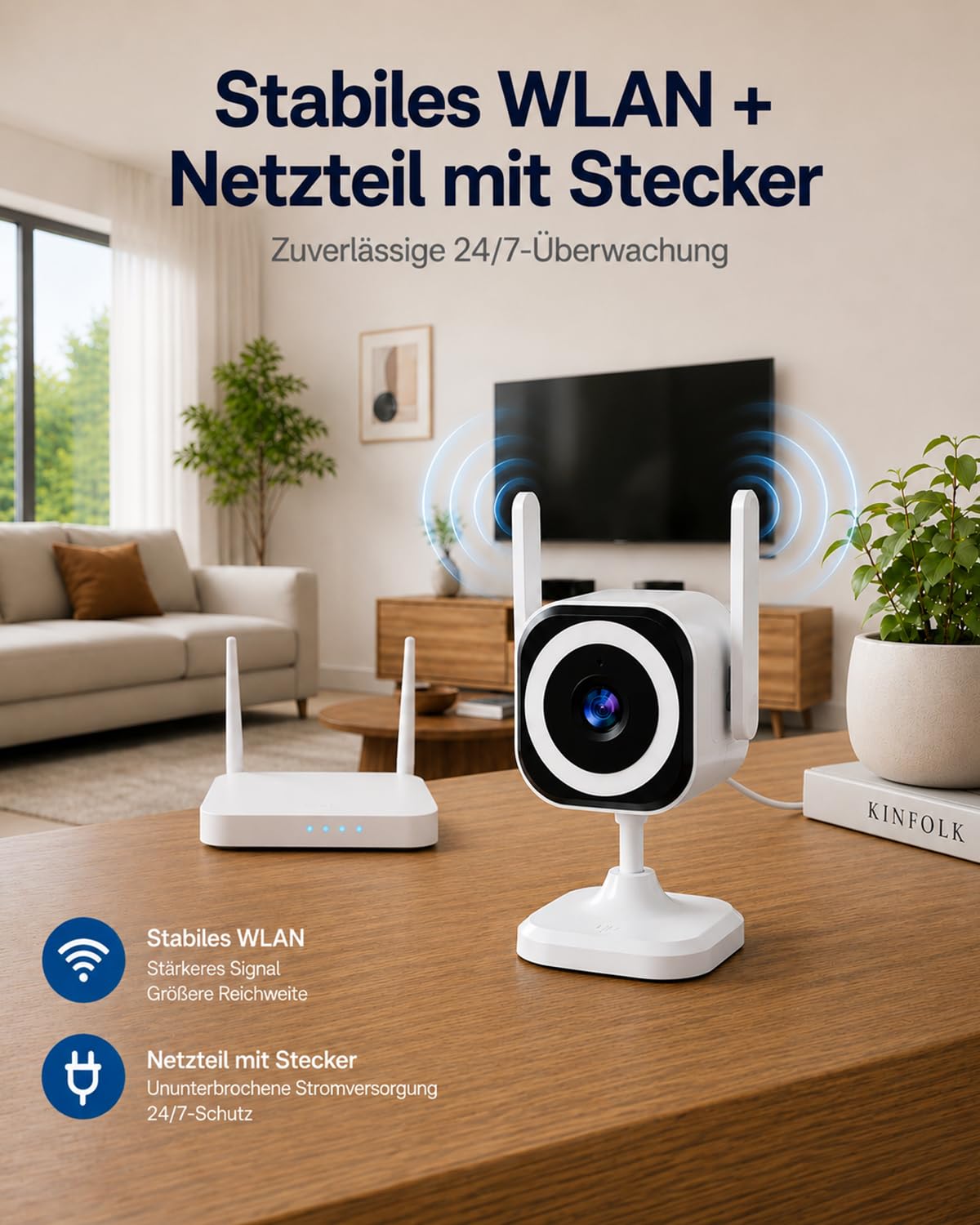 Caméra de surveillance extérieur/intérieur, babyphone 2K avec application