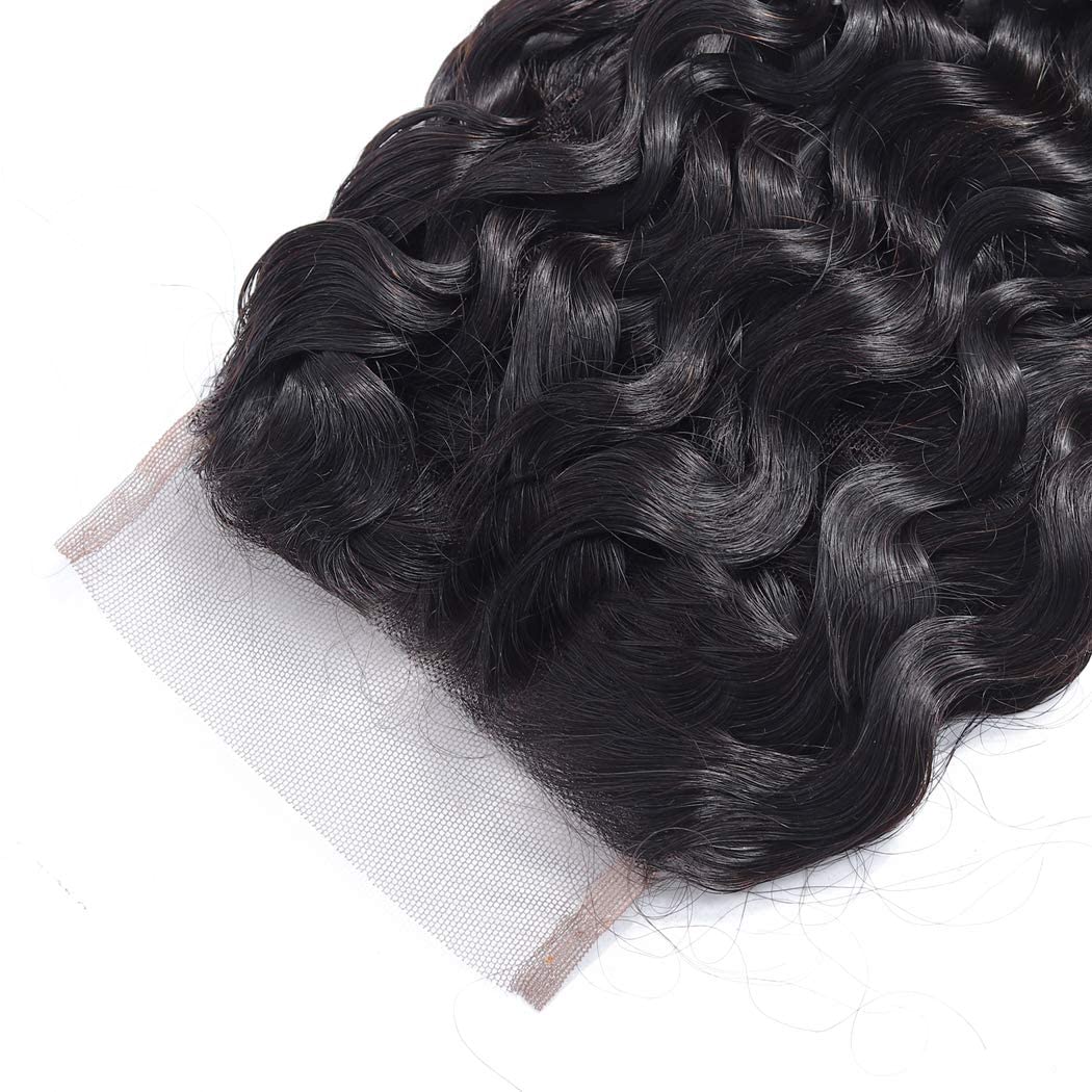 Deep Curly Wave Lace Closure Human Hair 4x4 HD Lace Closure 20inch Unprocessed Brazilian Free Part Closure Virgin Human Hair Extensions for Women Pre Plucked Natural Black - Image 4