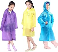 Vista 9 de Ponchos de lluvia para niños, paquete de 3 impermeables portátiles reutilizables de emergencia para 6 a 12 años de edad para camping, senderismo