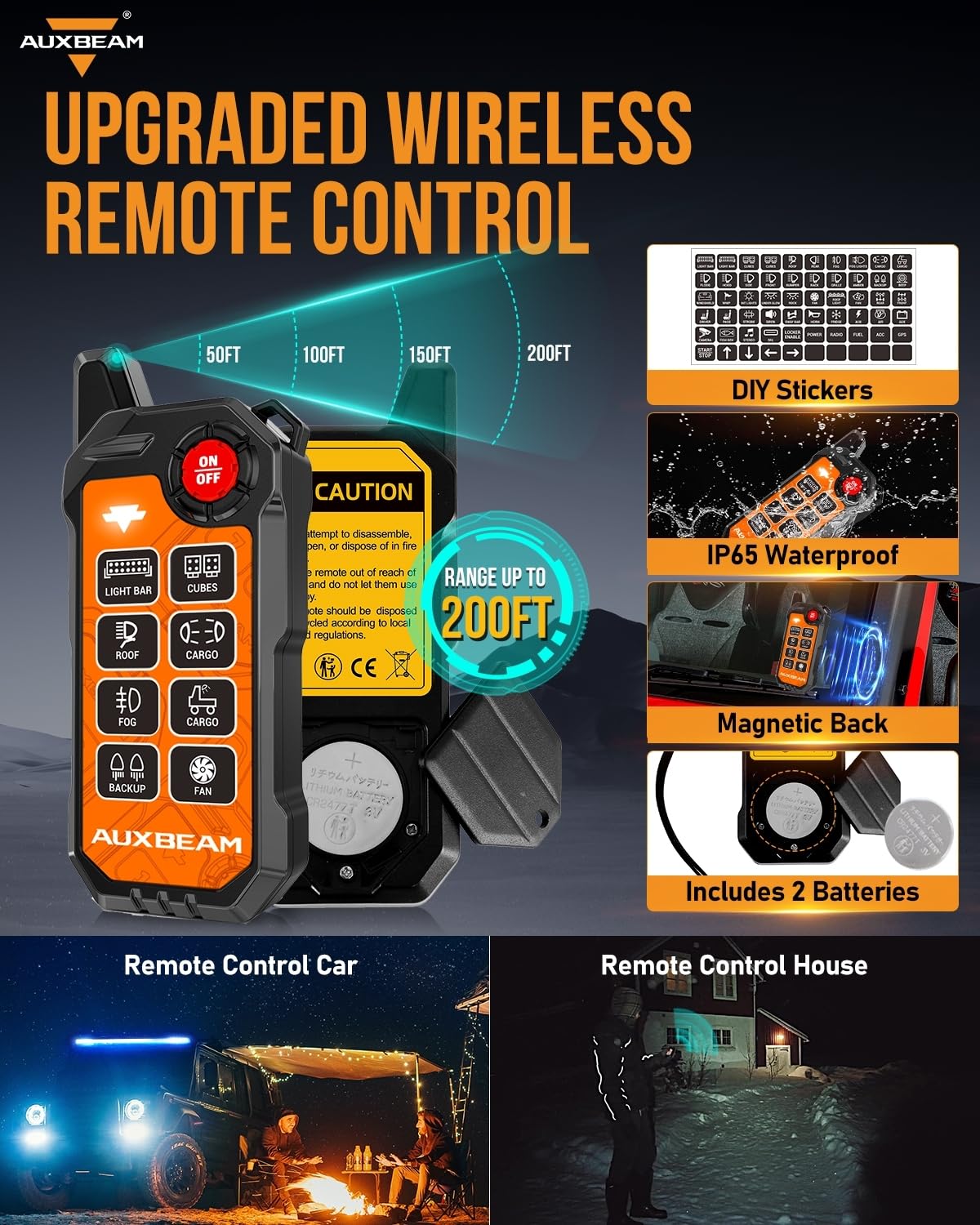 Auxbeam Pannello di commutazione sottile a 8 bande Bluetooth RGB AS-800 con APP e telecomando Toggle Interruttore pulsato momentaneo Pod Off Retroilluminazione per camion fuoristrada UTV ATV Auto