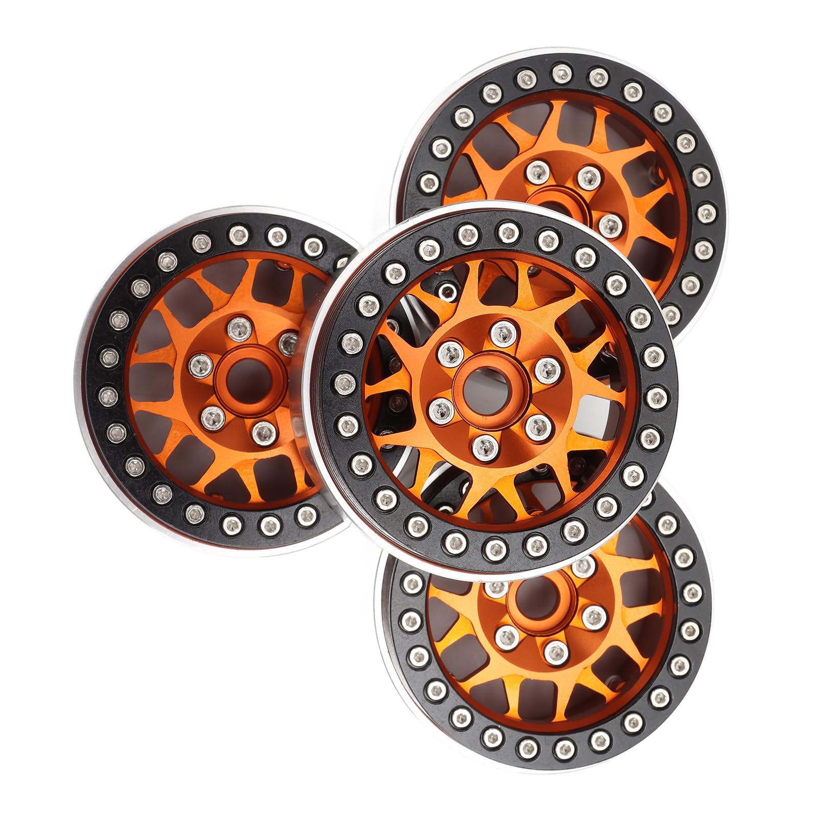 Fydun 4 szt. 1,9-calowe Felgi Aluminiowe CNC D RC - Piasta Koła Beadlock do Samochodów RC Axial SCX10, 90046, AXI 03007, MST w Skali 1/10 (ORANGE)