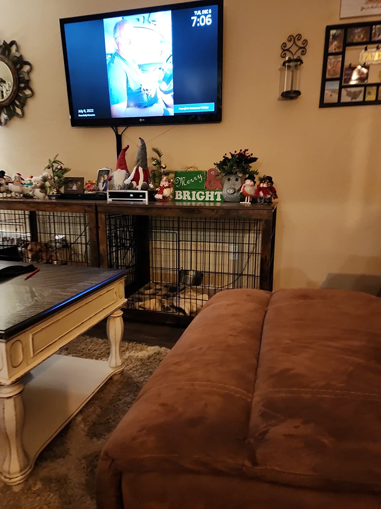 32/mo Finance Piskyet Wooden Dog Crate Furniture with Divider Panel, Dog Crate End Table with