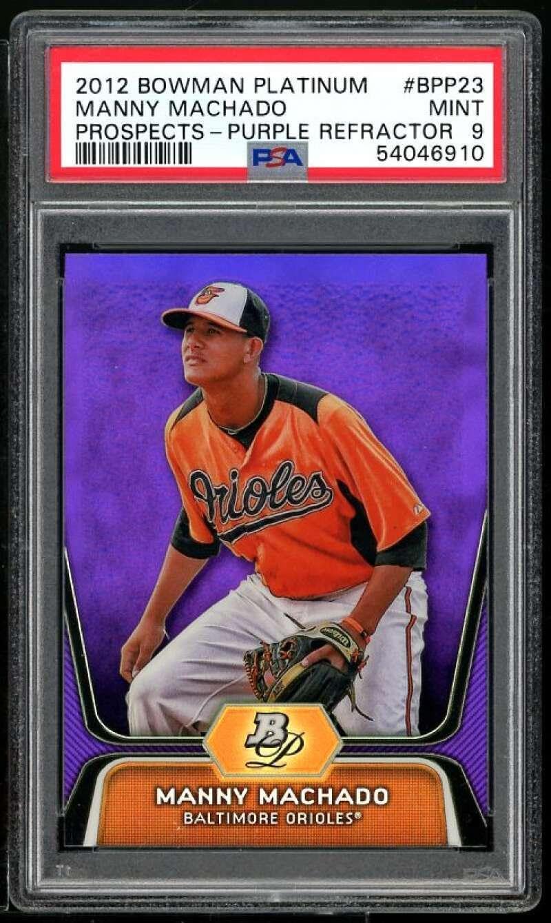 Manny Machado Rookie 2012 Bowman Platinum Prospects Refractor #BPP23 PSA 9 - Baseball Slabbed Rookie Cards