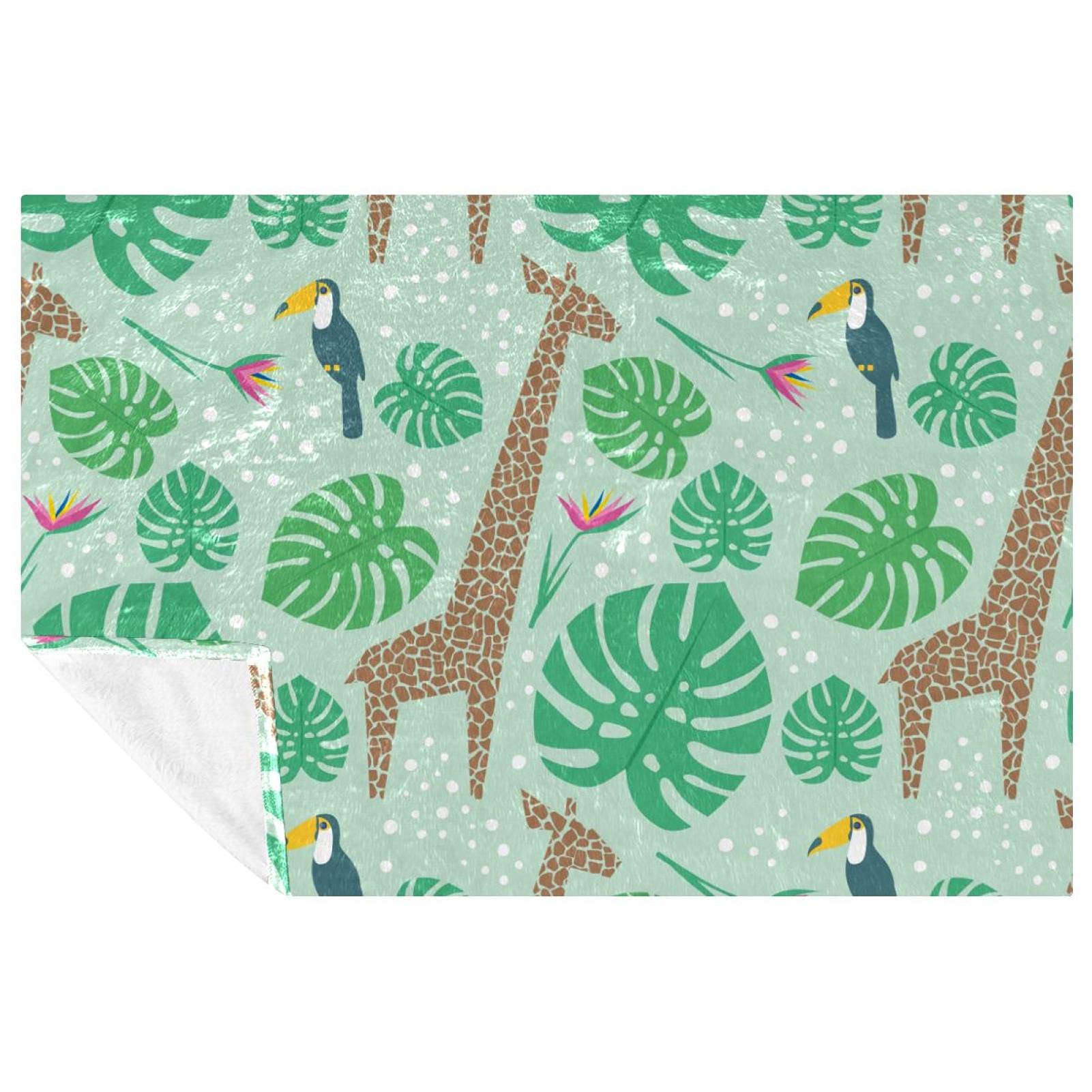 Couverture douce motif girafe 150x100 cm chaude pour lit et canapé