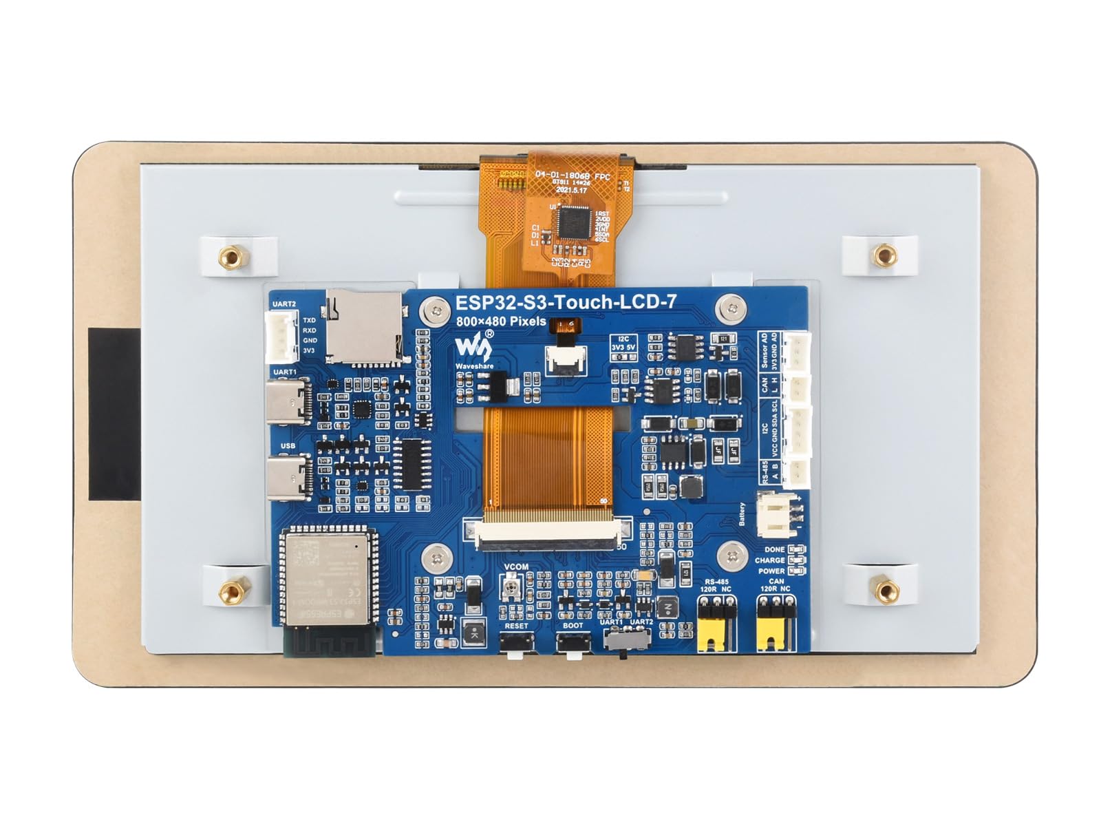 Waveshare ESP32-S3 7inch Capacitive Touch Display Development Board,ESP32 with 800×480 Resolution 65k RGB 7 Inch LCD Screen,5-Point Touch,Supports WiFi & Bluetooth