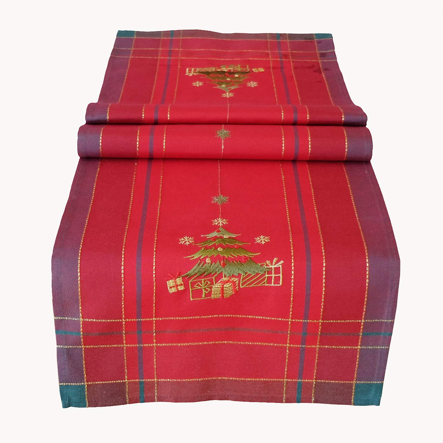 texpot Table Runner 40 x 90 cm Embroidery Tree Red Christmas Decoration
