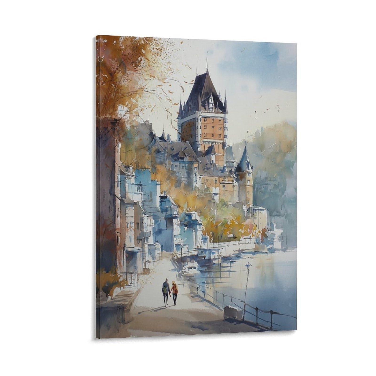 Quebec City 20x30inch(50x75cm) Vintage Travel Poster Watercolor Canvas Art