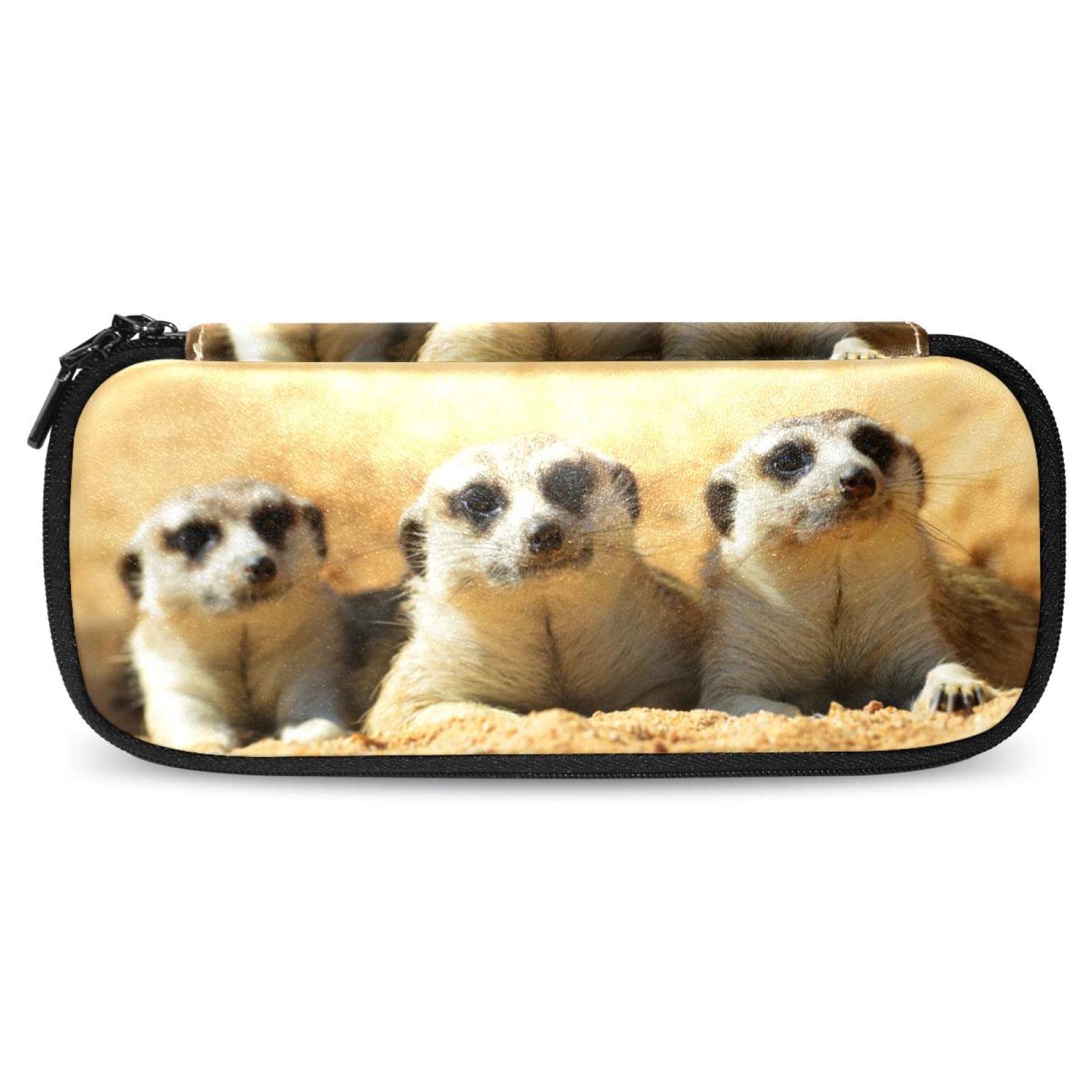 Suricata Suricatta African PU Leather Pencil Case Stationery