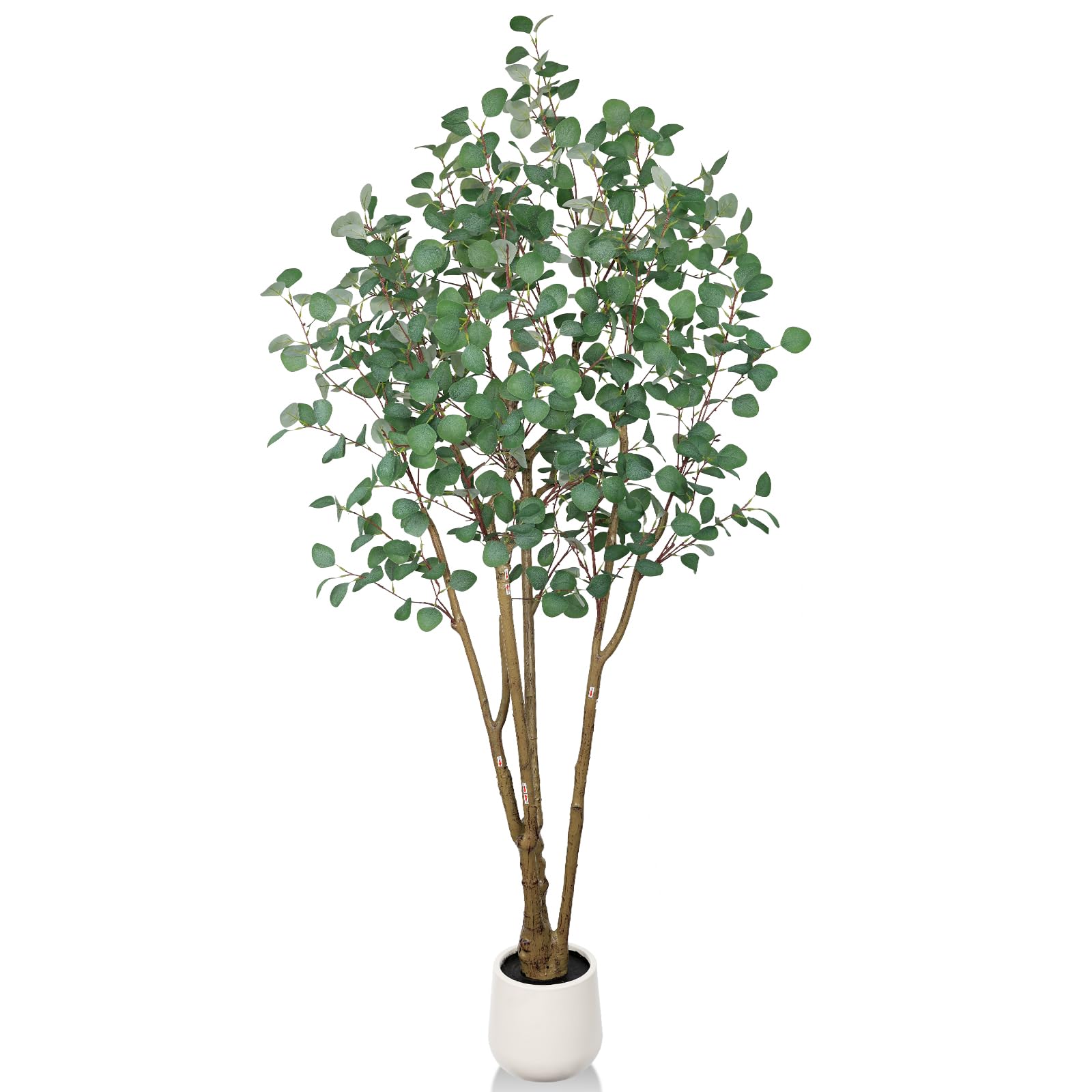 MANASENLUSH Artificial Eucalyptus Trees with White Planter