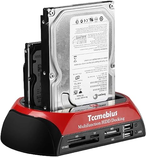 Miniatura 9 de Estación de acoplamiento para disco duro, TCC-S862-US USB 2.0 a 2.5 3.5 pulgadas SATA IDE Dual Slots Caja externa con lector de tarjetas todo en 1 y