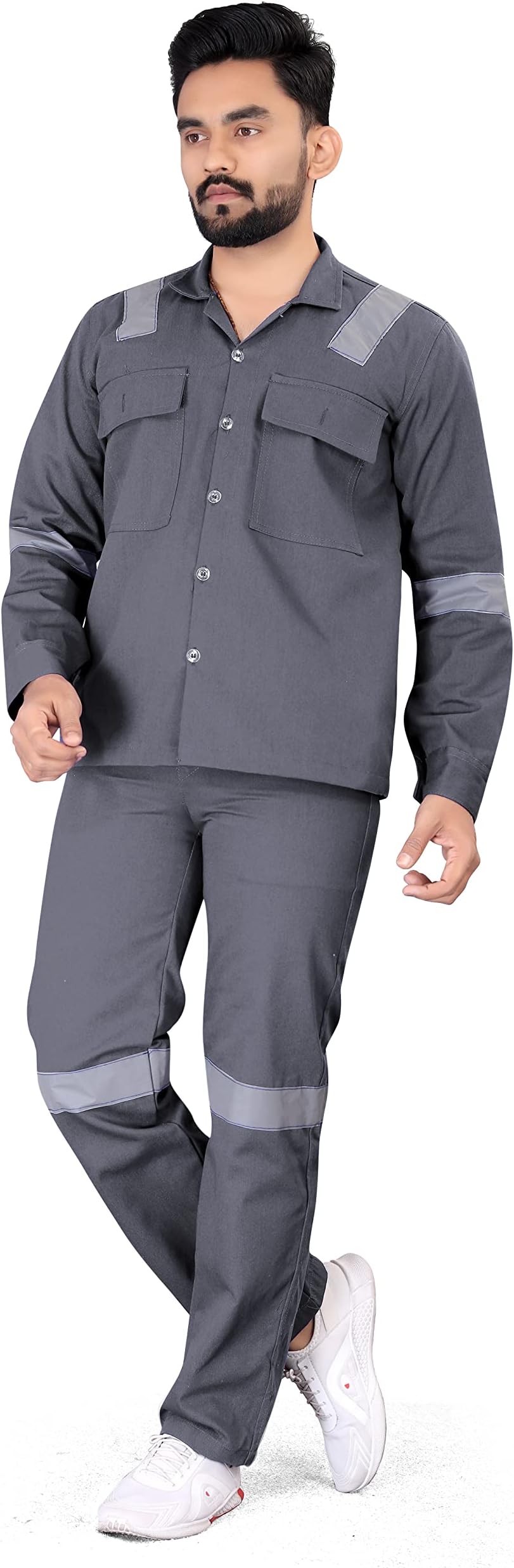 Men's Reguler Fit Cotton Industrial Work wear Coveralls Shirt and Pant with Two Inch Reflective Tape