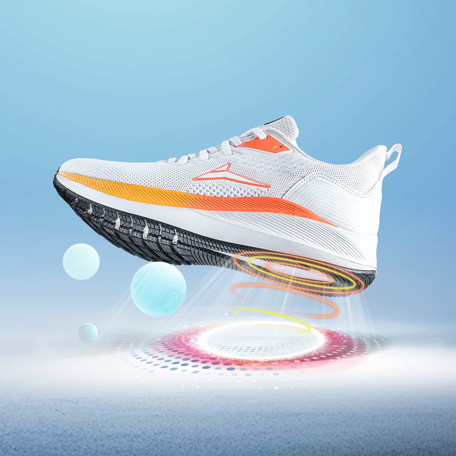 JQR Zoom Sports, correr, caminar, gimnasio, zapatos de entrenamiento para hombres, elegantes, transpirables, ligeros, cómodos, WHT/ORG, 8 UK