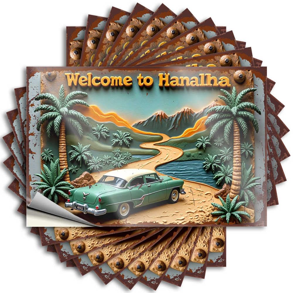Welcome to Hanalha: A Tropical Journey Through Time Holiday Badass - Saying Cover Waterproof Decal(8X12CM)