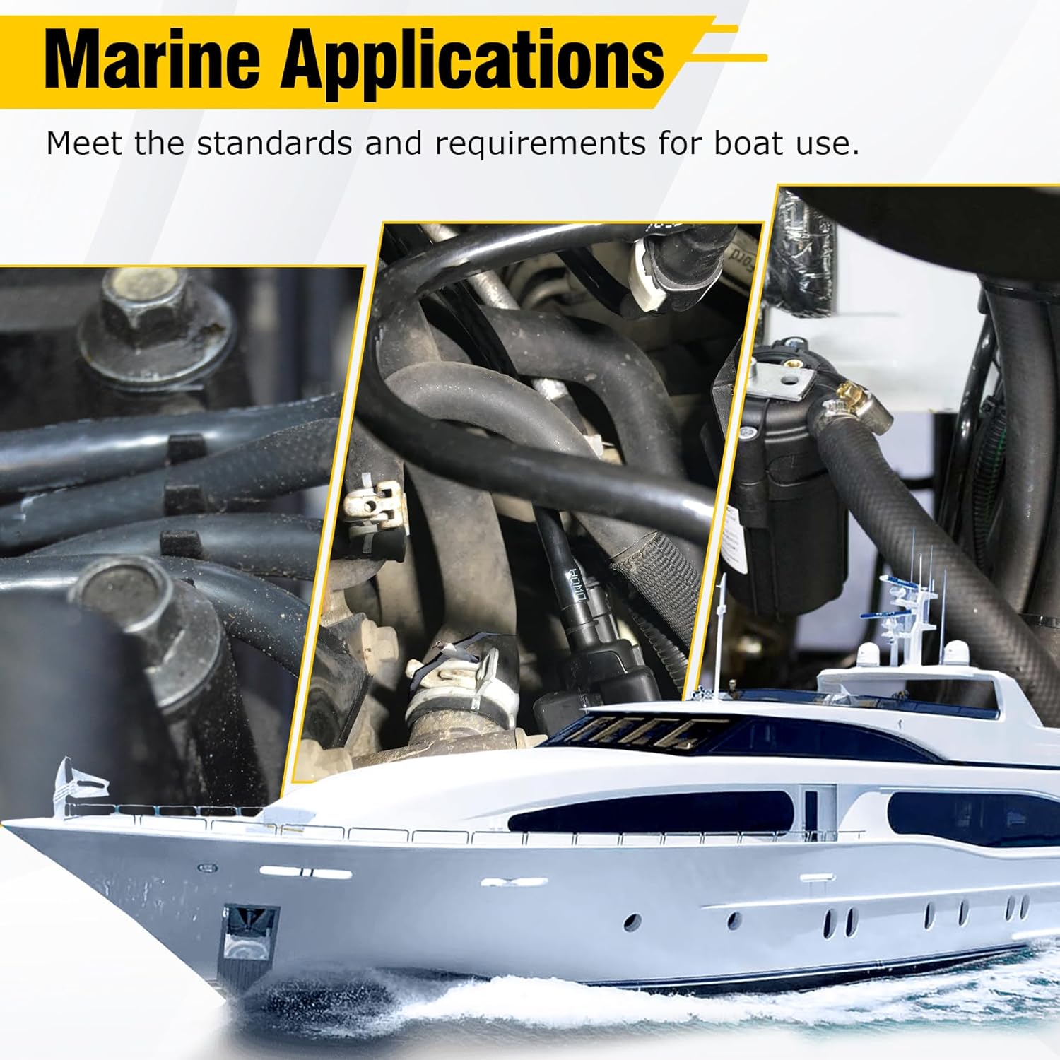 3/8" Marine Fuel Line Hose - 25 FT SAE J1527 Type A1-15 Rubber Fuel Line for Boats, Outboards & Marine Engines
