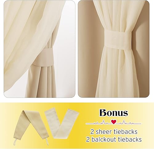 Miniatura 2 de NICETOWN juego de cortinas tela voile con arandelas y cortinas opacas