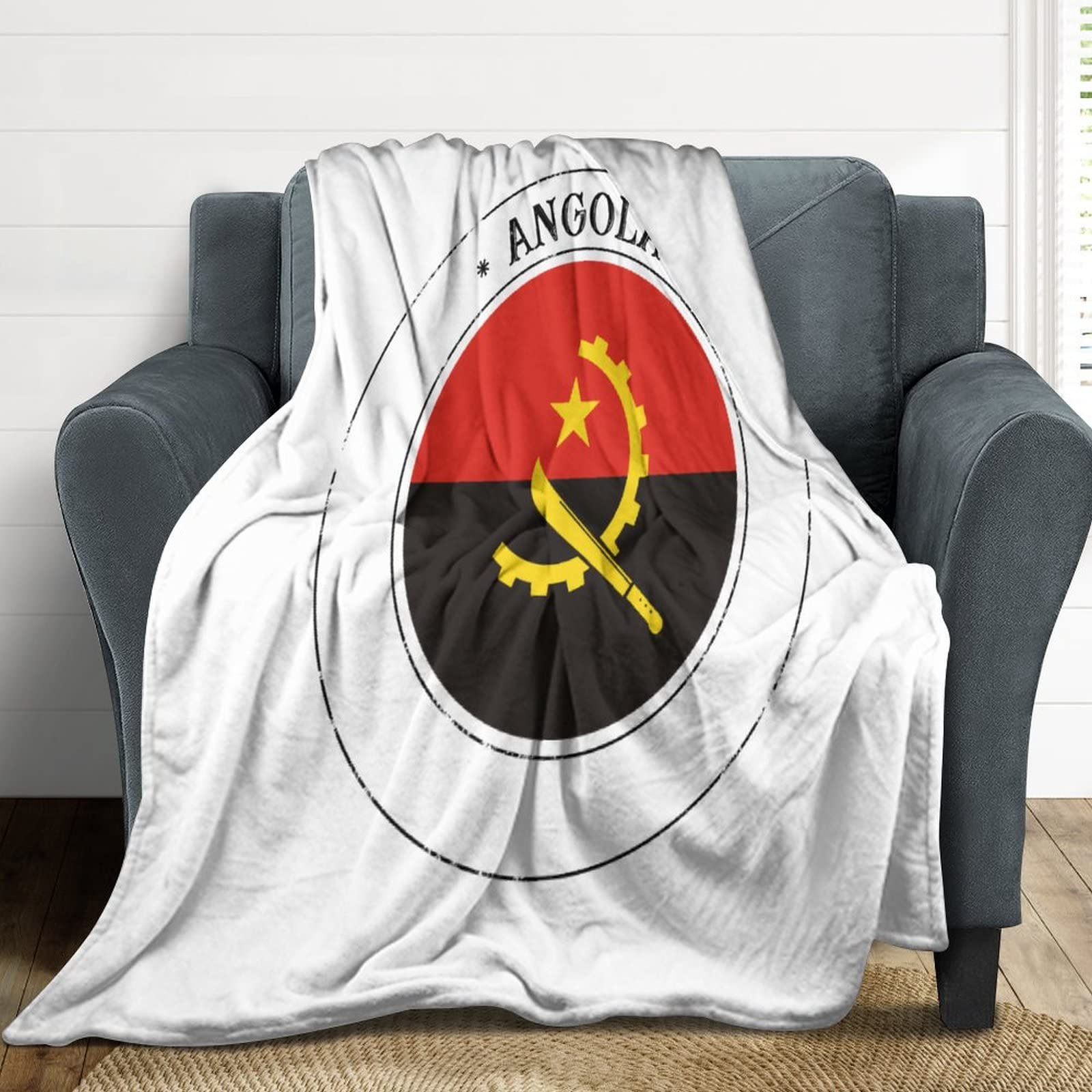 Couverture drapeau Angola pour canapé et salon chaleureux en hiver