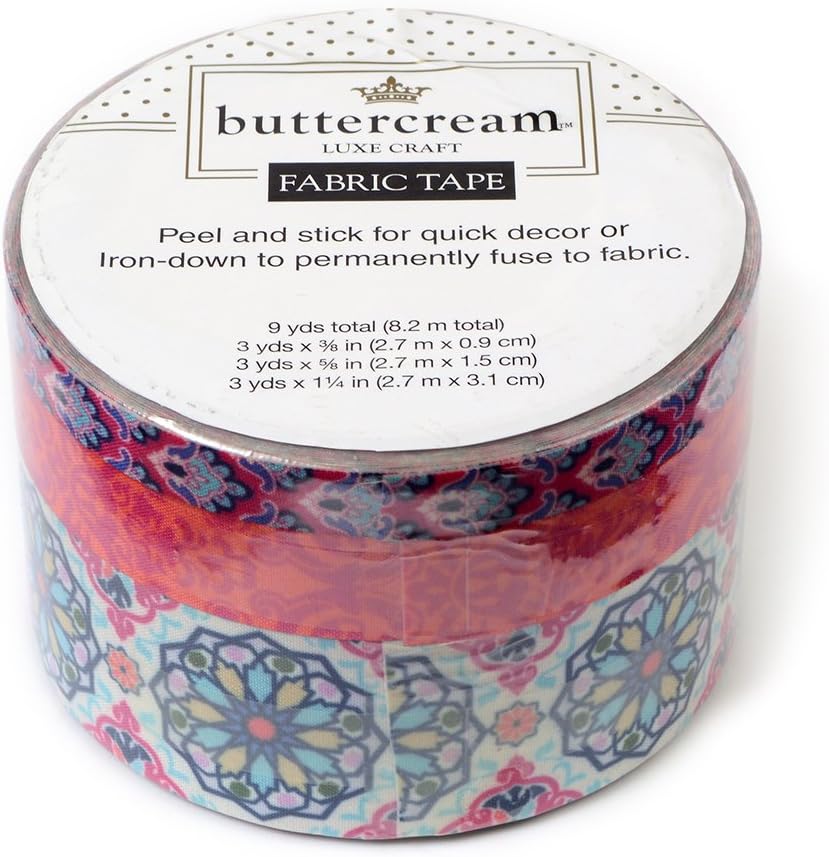 Buttercream Olivia Collection Fabric Tape-Bird Floral - Blue / Pink / Green - Birds & Flowers