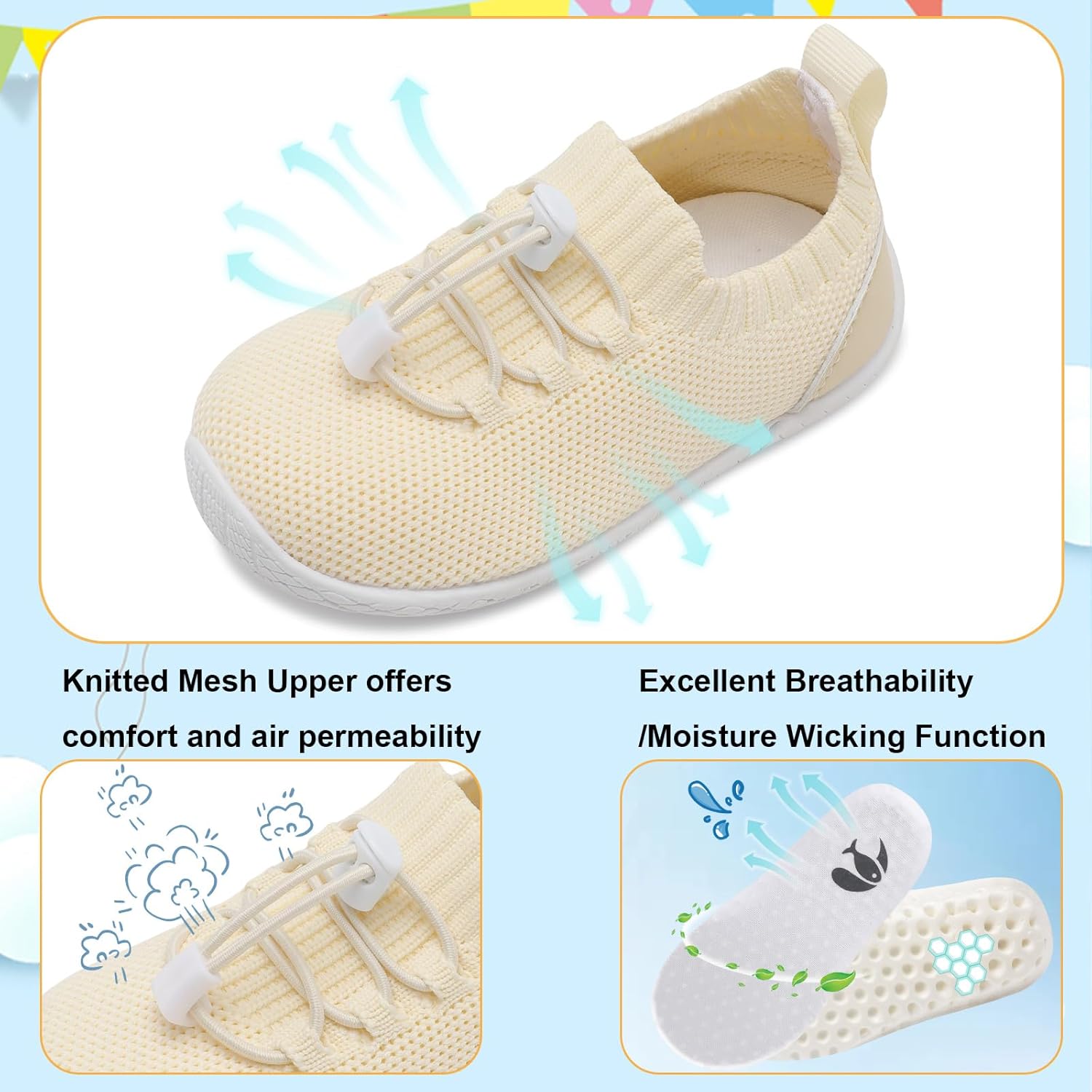 FEETCITY Baby Shoes Boys Girls First Walking Shoes Infant Sneakers Crib Shoes Breathable Lightweight Slip On Shoes - Image 3