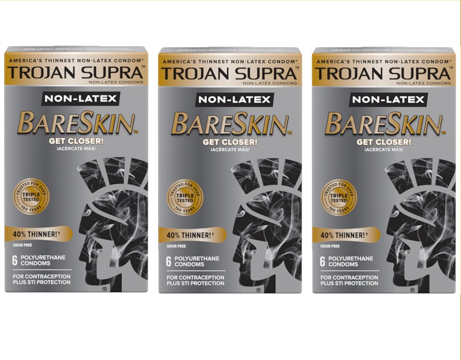 Amazon.com: Trojan Supra Non-latex Bareskin Condoms 3 Packs of 6