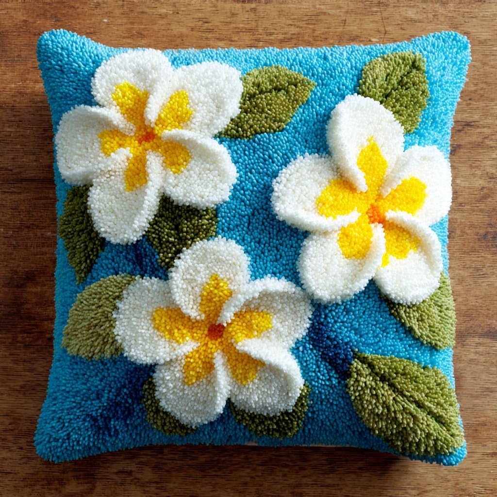 WallustrioaW DIY Latch Hook Cushion Kits,Frangipani