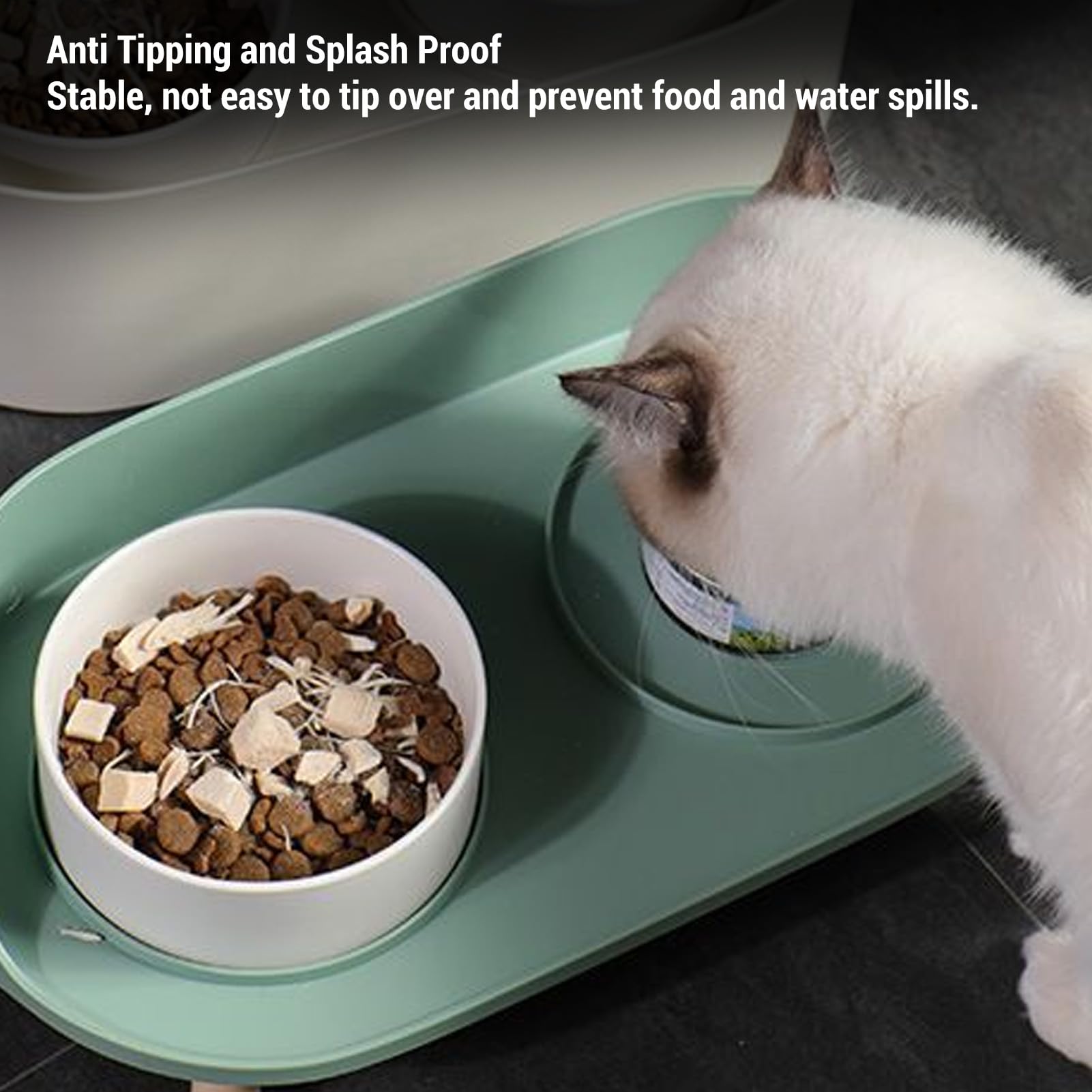 Gamelle surélevée pour Chat, gamelles surélevées en céramique pour Chat avec Support, Protection de la Colonne cervicale, Ensemble de gamelles pour Nourriture et Eau