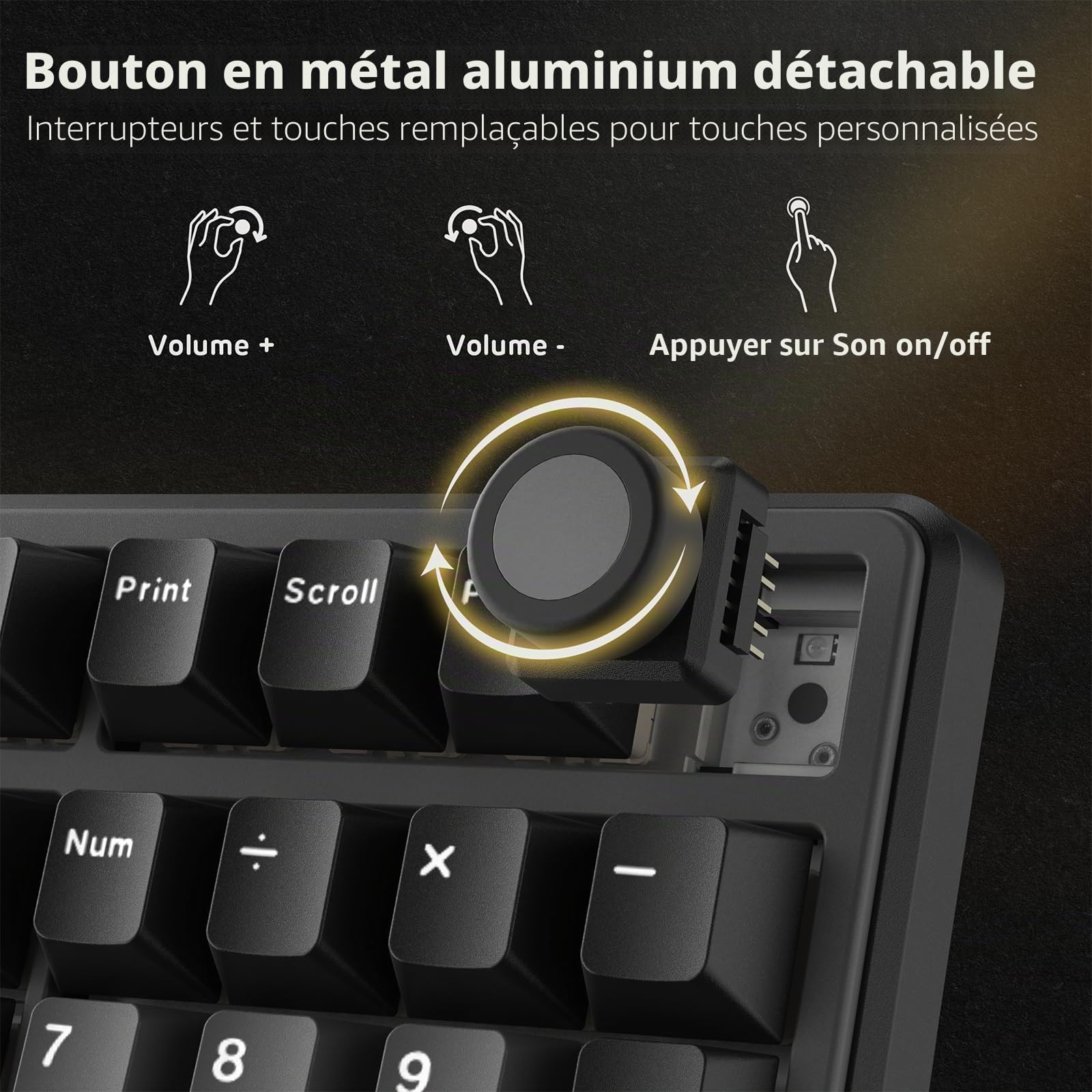 RK ROYAL KLUDGE X104 Clavier mécanique Filaire Pleine Taille, Bouton