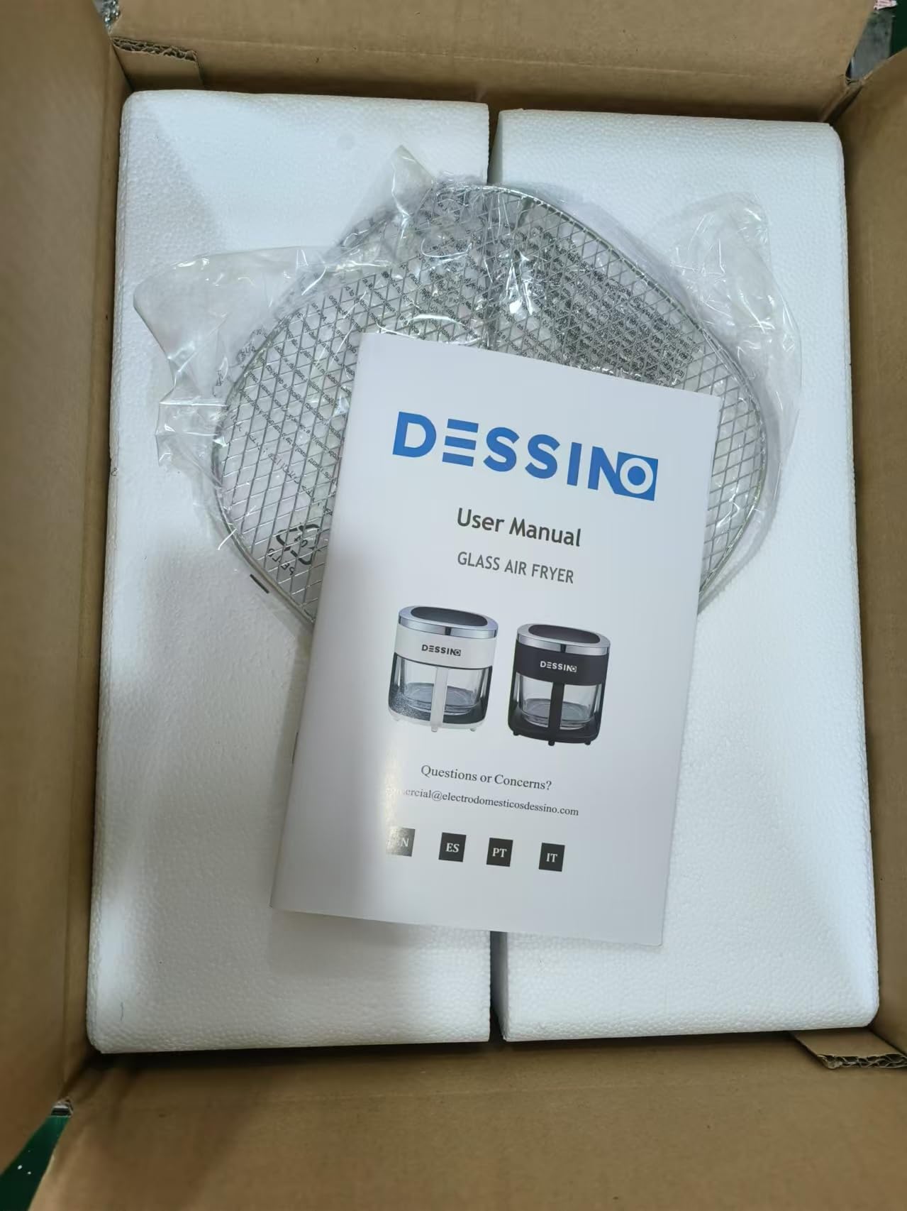Freidora de Aire Digital Sin Aceite 4,2L,Sin Precalentamiento y Desconexión Automática,Cesta de Cristal con Visión 360°,Pantalla Táctil,Capacidad 5-6 Raciones,6 programas,Limpieza Fácil,1300W