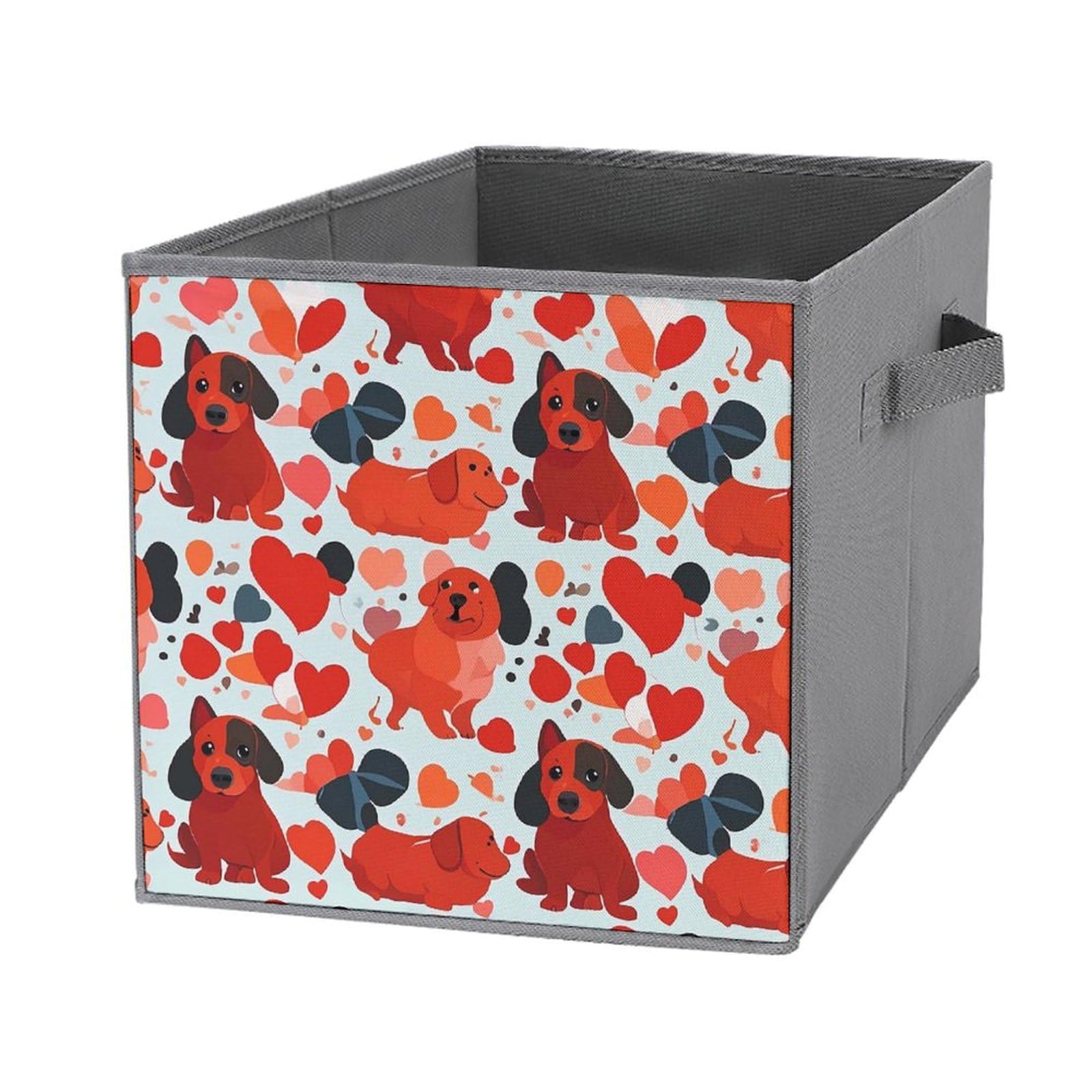Boîte de rangement pliable chien saucisse contre le désordre | Grand bac ouvert 27,9 cm