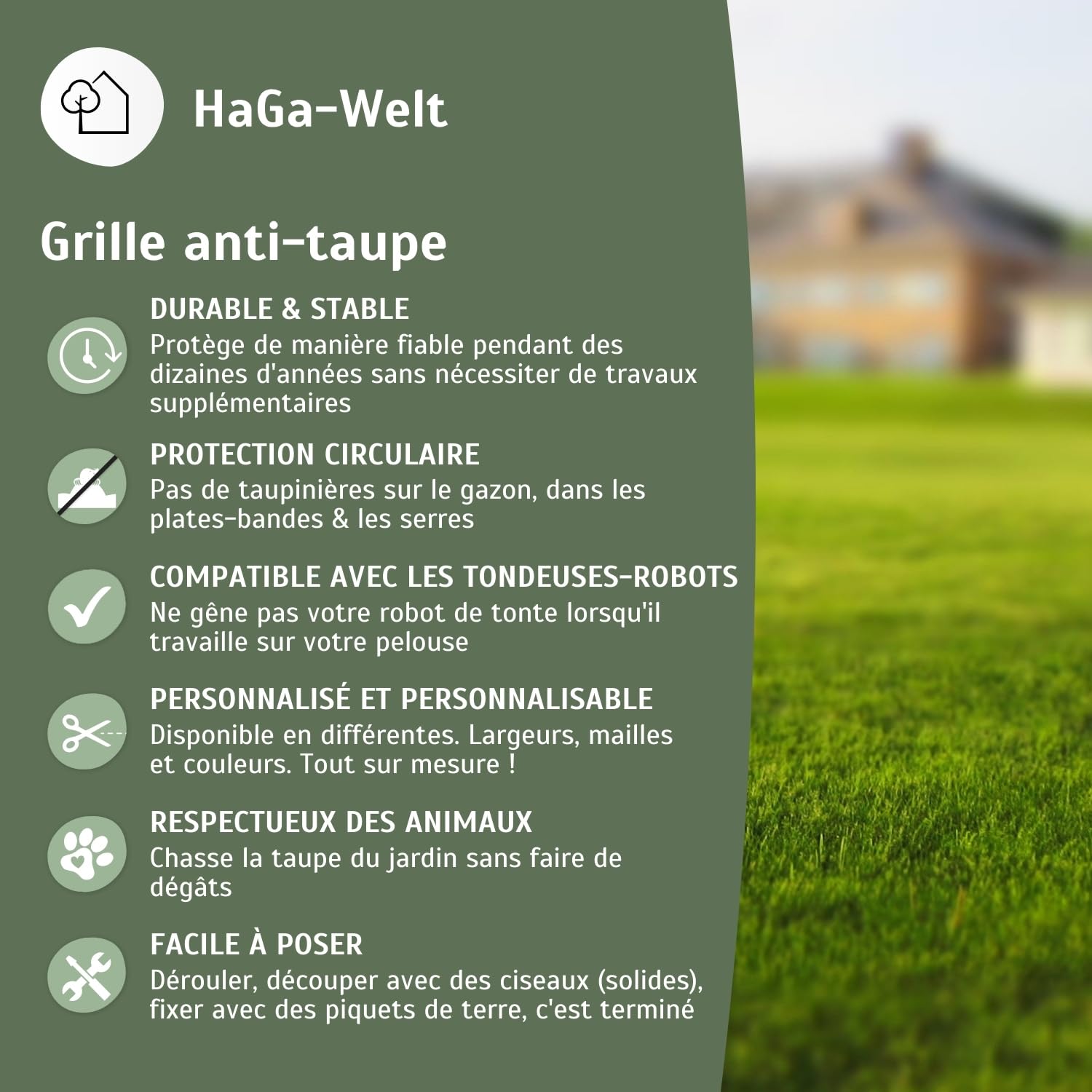 HaGa Grille Anti-Taupe 1,2m x 10m en Plastique Vert pour chasser Les Taupes dans Le Jardin - Chasse-Taupe respectueux des Animaux | Dissuasion des Taupes