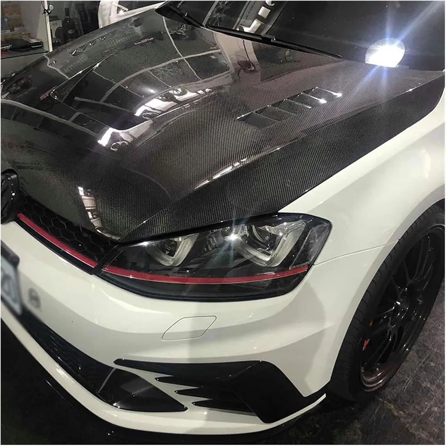 CWS-Aスタイル カーボンファイバー製エンジンフードボンネット VWゴルフ7 MK7用 フォルクスワーゲンゴルフMK7 カーボンボディキット