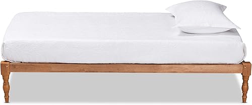 Miniatura 4 de Baxton Studio Iseline - Marco de cama moderno y contemporáneo de madera con acabado marrón nogal, tamaño individual