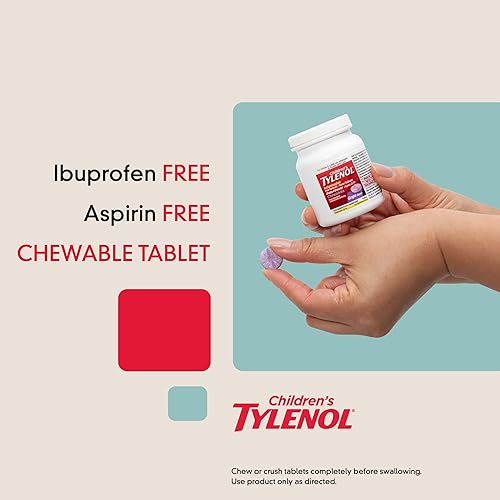 Miniatura 4 de Tylenol Cheethables para niños, 160 mg de acetaminofeno para el dolor y alivio de la fiebre, uva, 24 ct