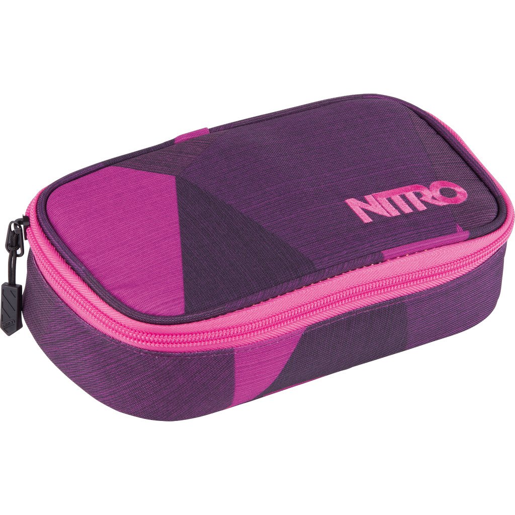 Nitro Pencil Case XL inkl. Geo Dreieick & Stundenplan, Federmäppchen, Schlampermäppchen, Faulenzer Box, Federmappe, Stifte Etui, Fragments Purple