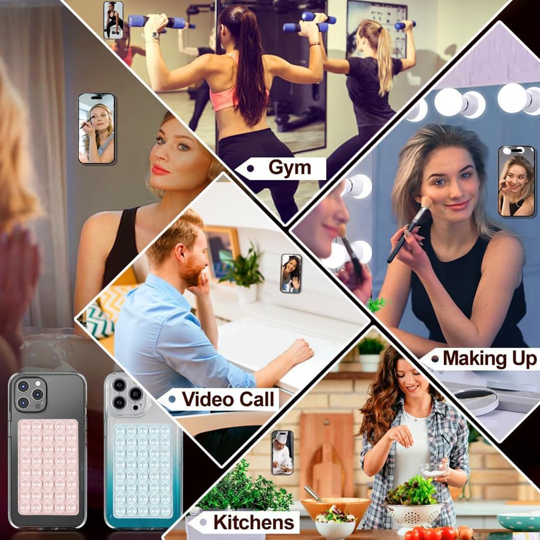 4 Pieces Double Sided Suction Cup Mobile Phone Suction Cups, Non-Slip Mobile Phone Mounts, for Selfies and Videos, for All Models of Mobile Phones (4 Colours) — view 5