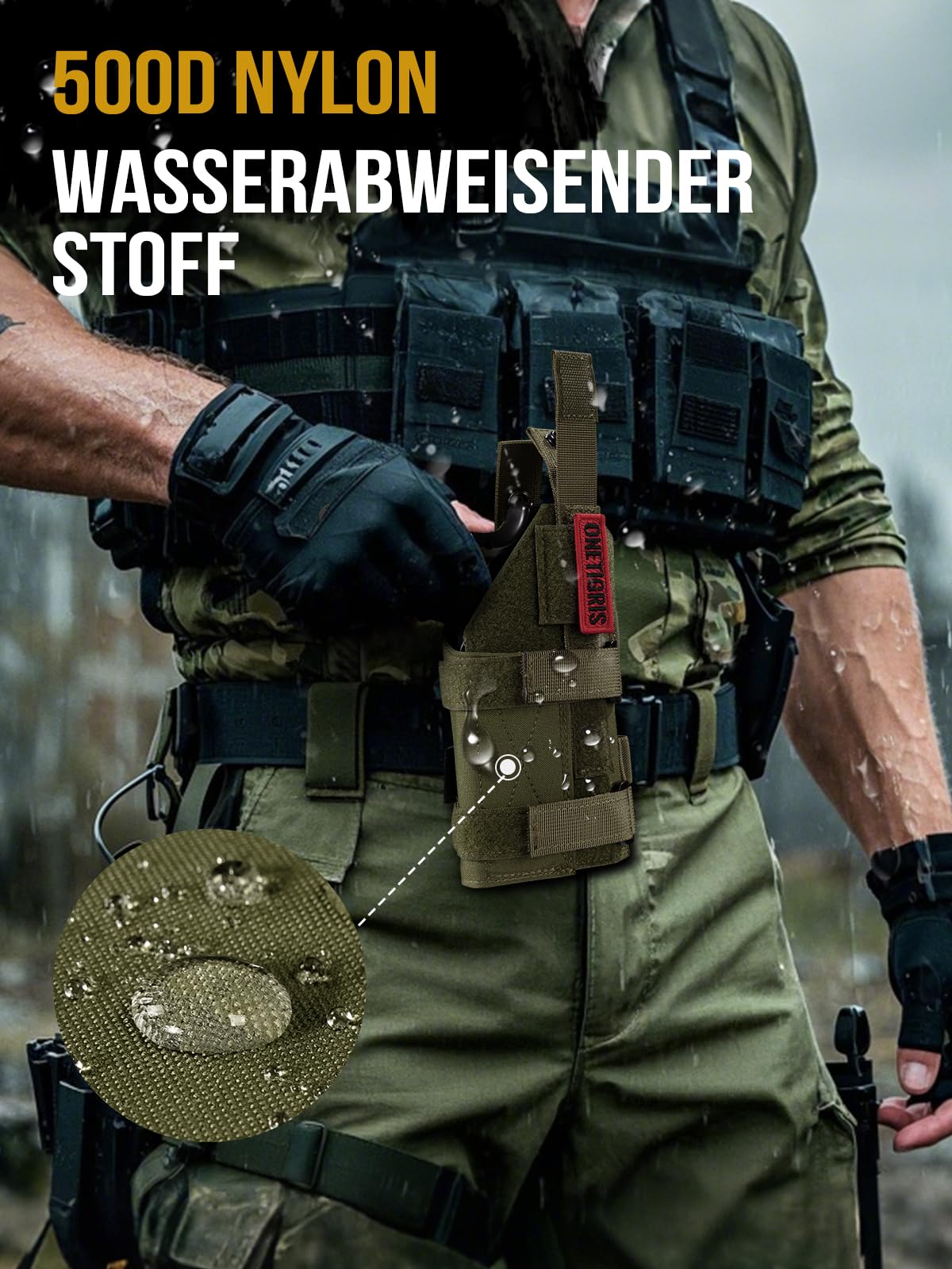 OneTigris Pistolenholster für Rechtshänder – Verstellbares 1000D Nylon MOLLE Bein- & Gürtelholster – Kompatibel mit gängigen Full-Size & Compact Pistolen – Für Airsoft, Paintball & Taktisches Training