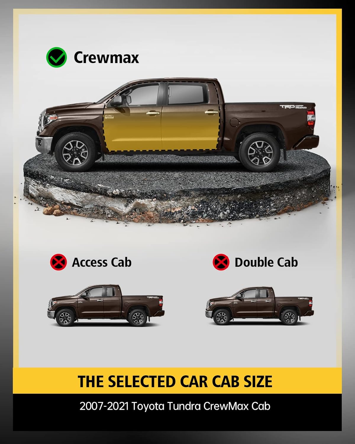 KYX Running Boards for 2007-2021 Toyota Tundra CrewMax Cab, 3 Tube Side Steps Two Stairs Design Car Door Step Rails Nerf Bar Truck Boards