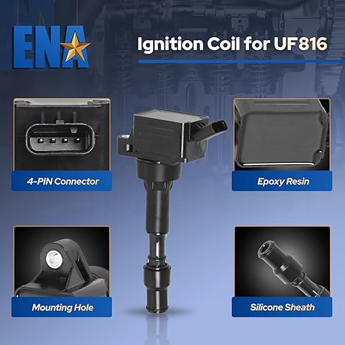 Miniatura 4 de ENA Juego de 4 bobinas de encendido con 4 bujías de platino compatibles con Kia Hyundai 2015 Elantra, 2016 2017 2018 Forte, 2016 Forte Koup 2.0L V4