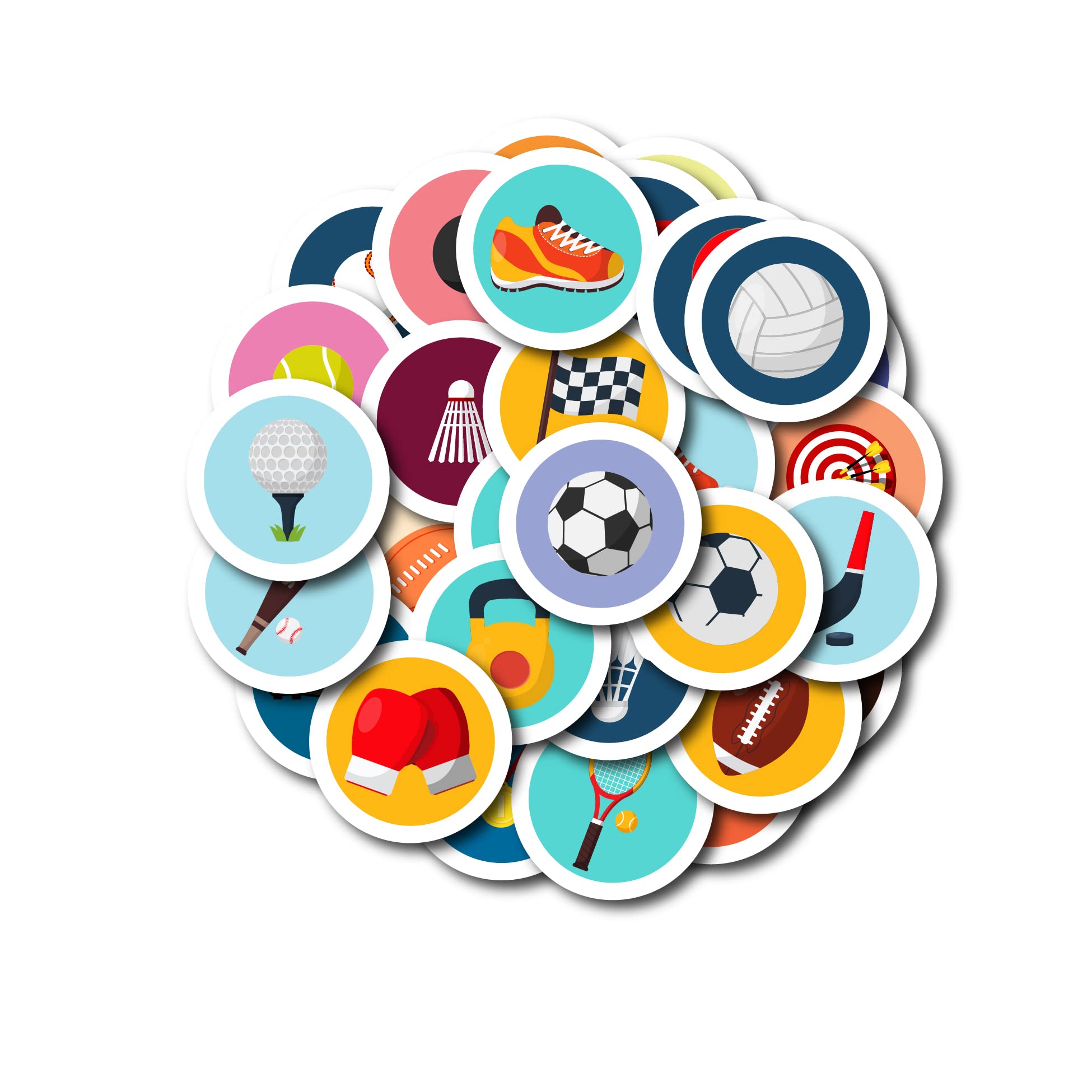 woopme 30Pcs Sports Art Theme Printed Scrapbook Stickers Boys Girls Kids Laptop, Notebooks,Diary, Journal Mobiles Multicolored Printed Scrapbook Stickers-image-38
