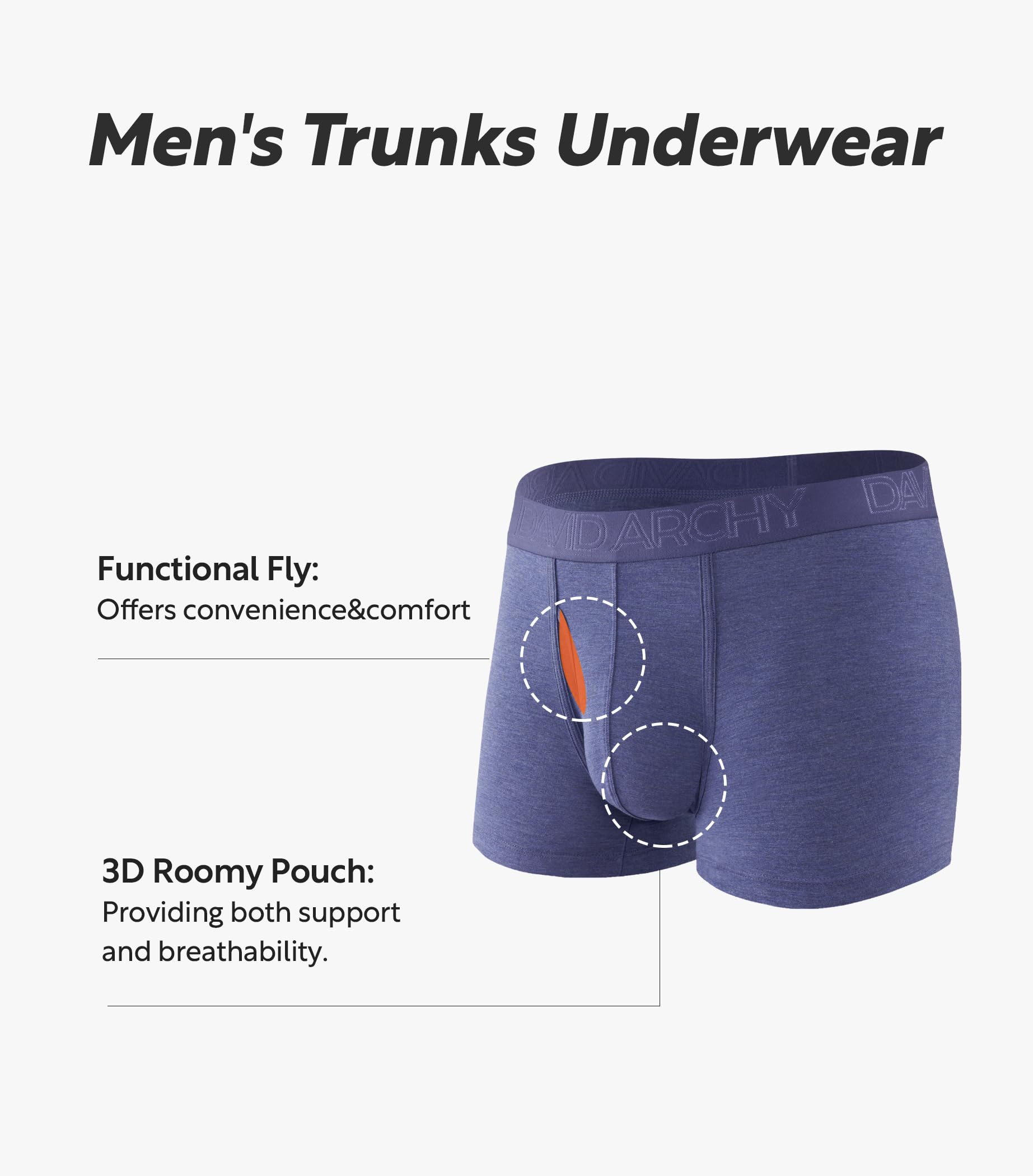 DAVID ARCHY Boxer da uomo, confezione da 4 pezzi, in rayon, realizzati in bambù, traspiranti, da uomo, 8,9 cm