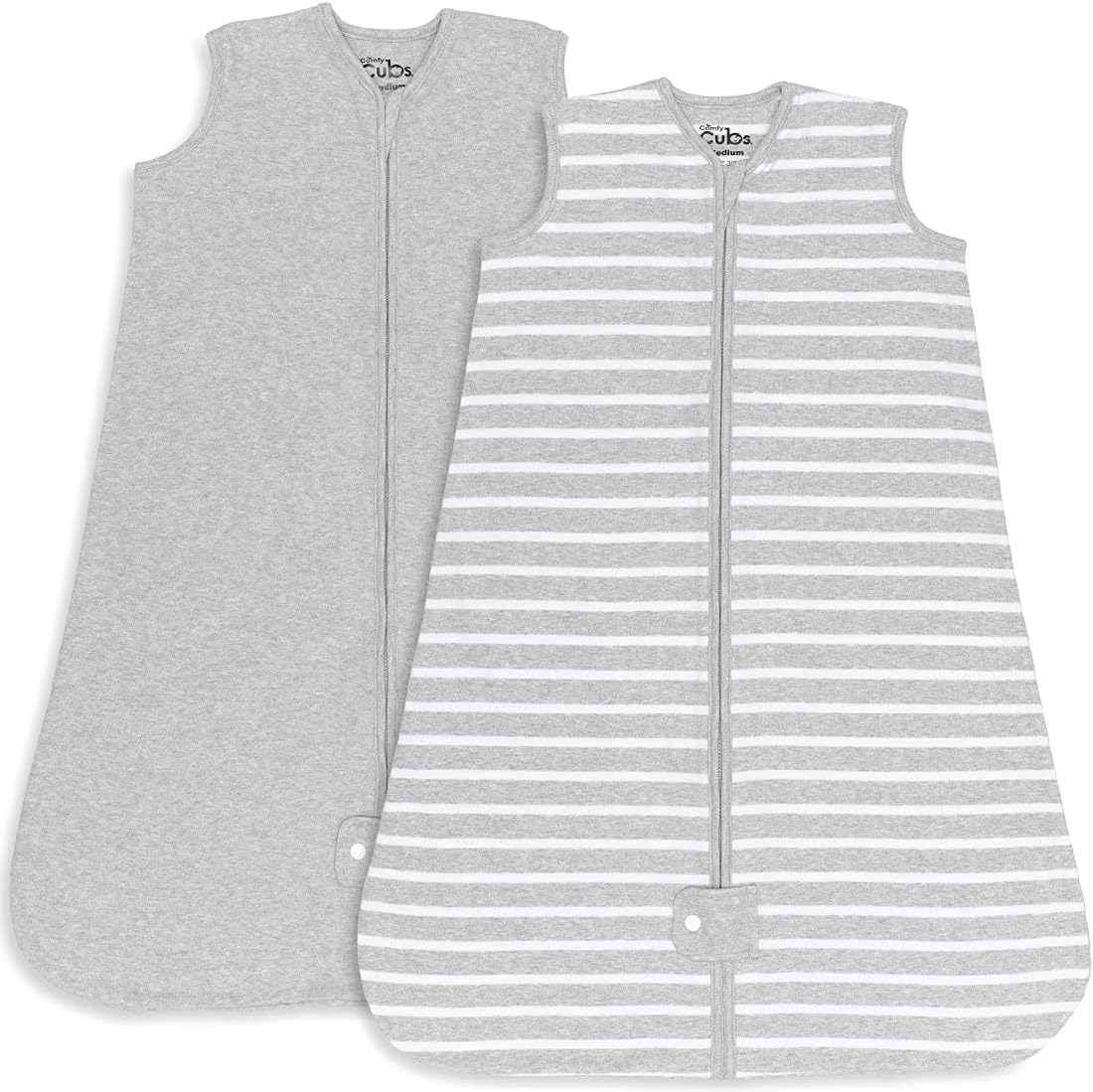 Comfy Cubs Baby Sleep Sack 0-6 Months, Small - Soft 100% Cotton Infant Sleeping Sack for Boys & Girls - Breathable Sleeveless Sleeping Bag Baby with Covered Zipper - Grey