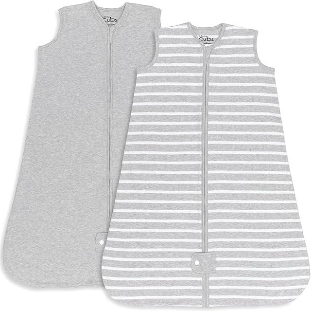 Comfy Cubs Baby Sleeping Bag, Swaddle for Newborn and Toddlers, Sleeping Baby Bag for Boys and Girls, Cute and Comfortable Wearable Onesie, Cotton Softness (Grey, Medium)