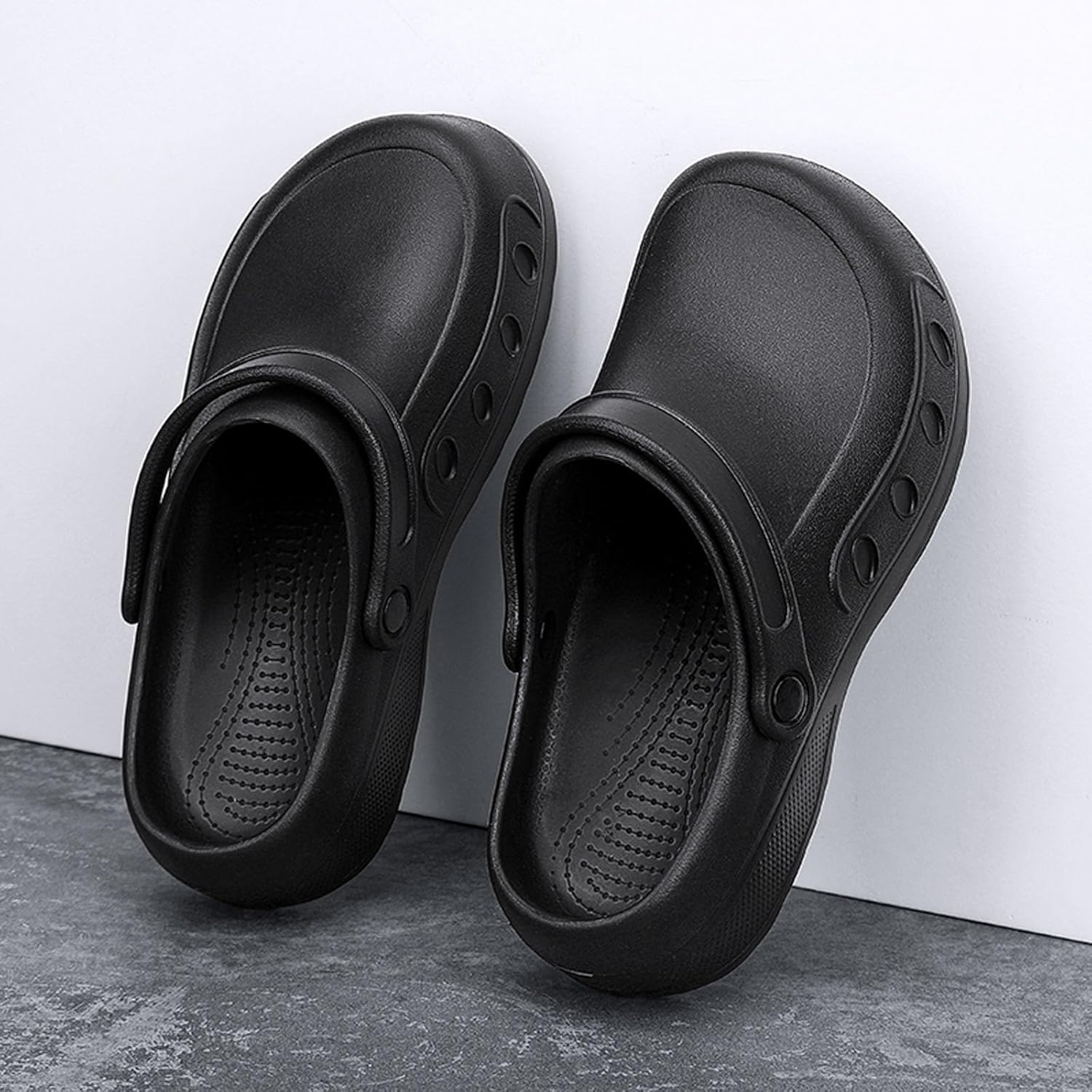 MEIAGDT Men's Chef Clogs, Non-Slip Safety Shoes, Waterproof and Oil Resistant, Adjustable Straps, Suitable for Restaurant, Kitchen, Nursing Work, Garden Clogs for Catering Cooking. - Image 2