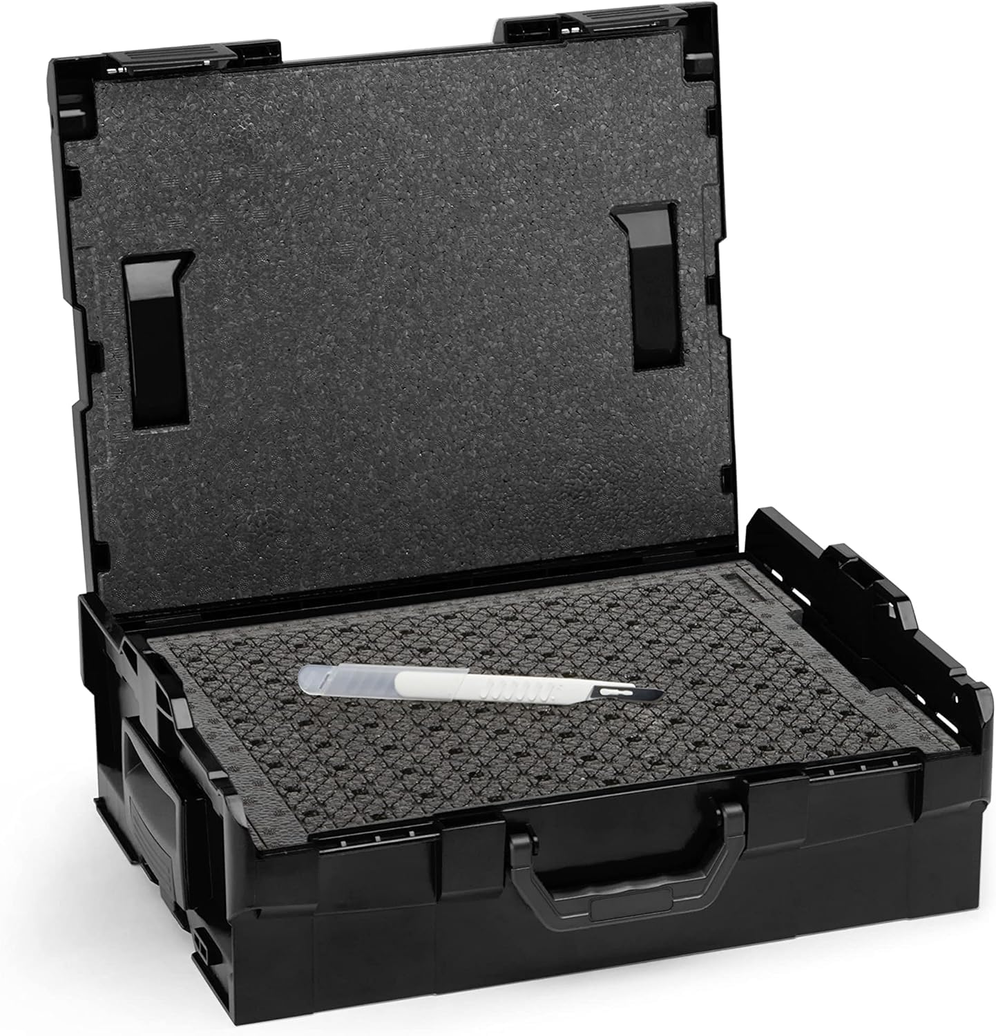 Bosch Sortimo Schnitteinlagen-Set | L BOX 136 (schwarz) inkl. Schnitteinlagenset EPP & Deckeneinlage | Sortimentskasten groß Schrauben