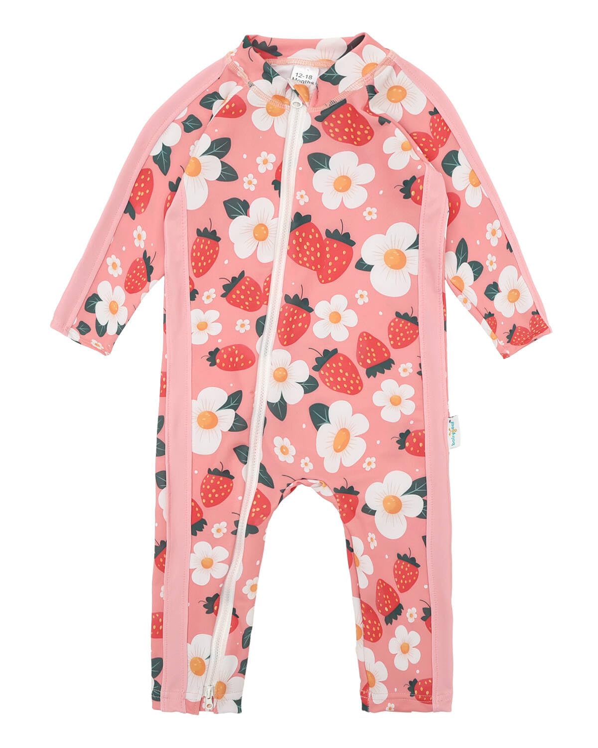 Photo 1 of ****Broken zipper*** babygoal Baby Girl Strawberry One Piece Rash Guard Swimsuit, Long Sleeves Full Body Zipper Toddler Rashguard Swimwear Bathing Suit 18-24 Months,YZFH03-18-24M-B