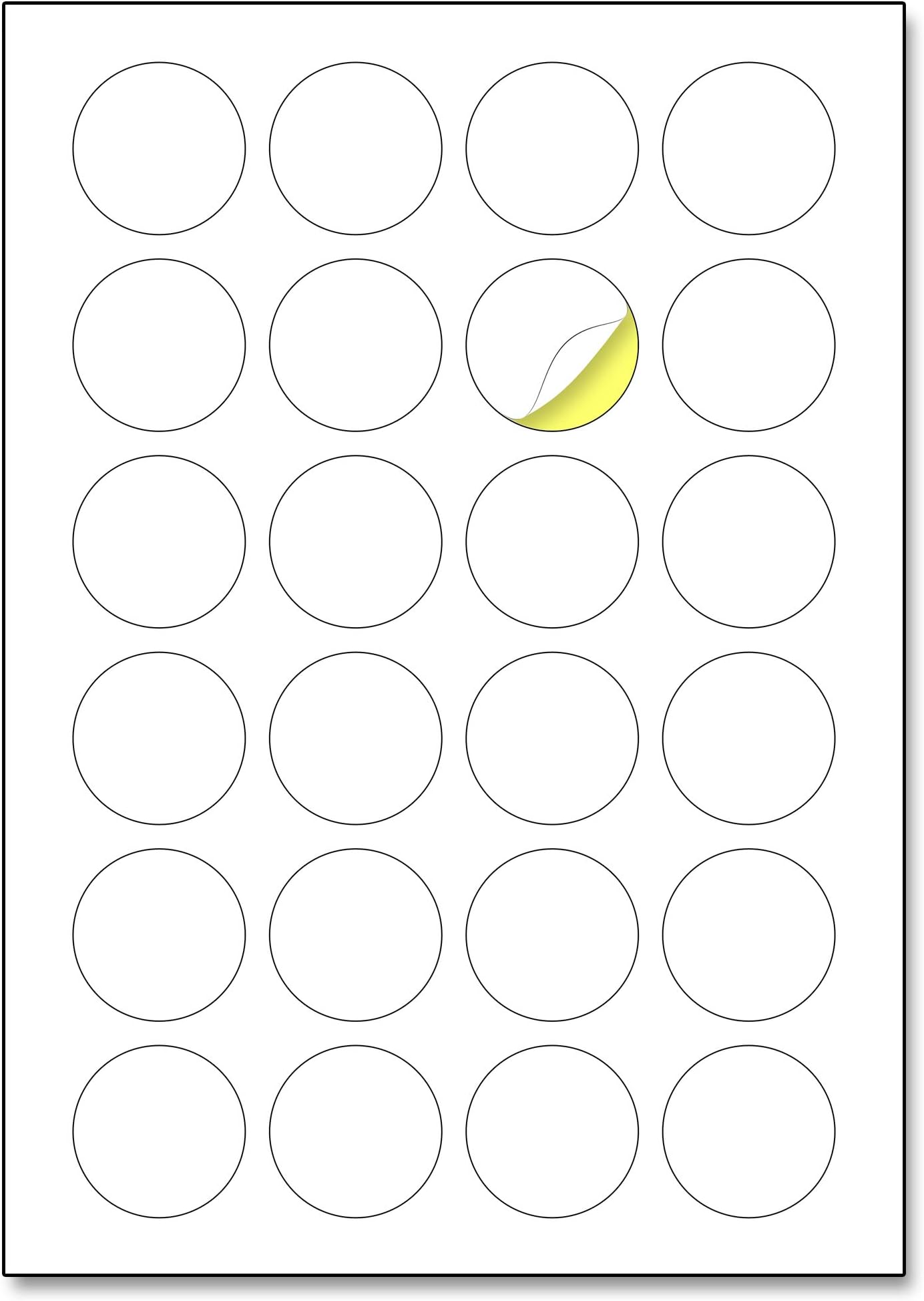 24 per Sheet, 25 Sheets, 40mm A4 Round White Sticker Paper Circle Labels, Laser/Inkjet Printing