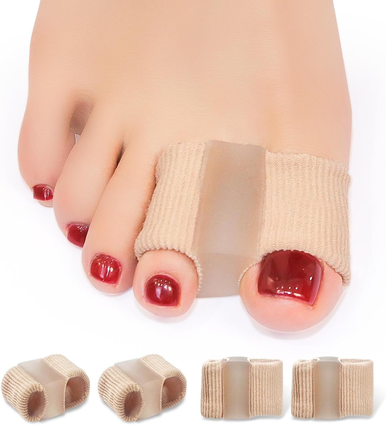 Niupiour Gel Bunion Toe Separators W/Fabric Lining for Big Toe, Silicone Toe Spacers Bunion Correctors for Overlapping Toe, Breathable Toe Corrector Protector for Women and Men, Relieve Foot Pain