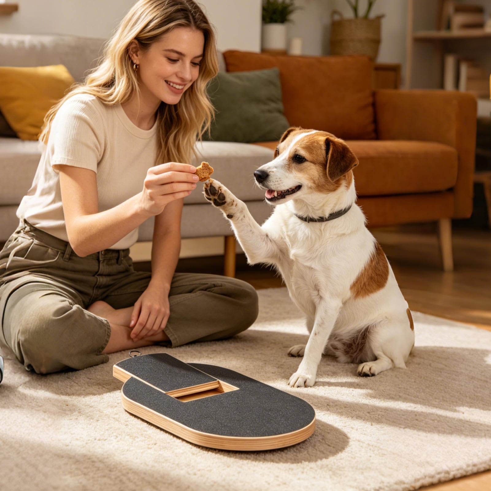 Hunde-Krallenkratzbrett Holz Intelligenzspielzeug mit Leckerlifach | Hunde Kratzpad für Krallen für Teppichboden gegen Langeweile