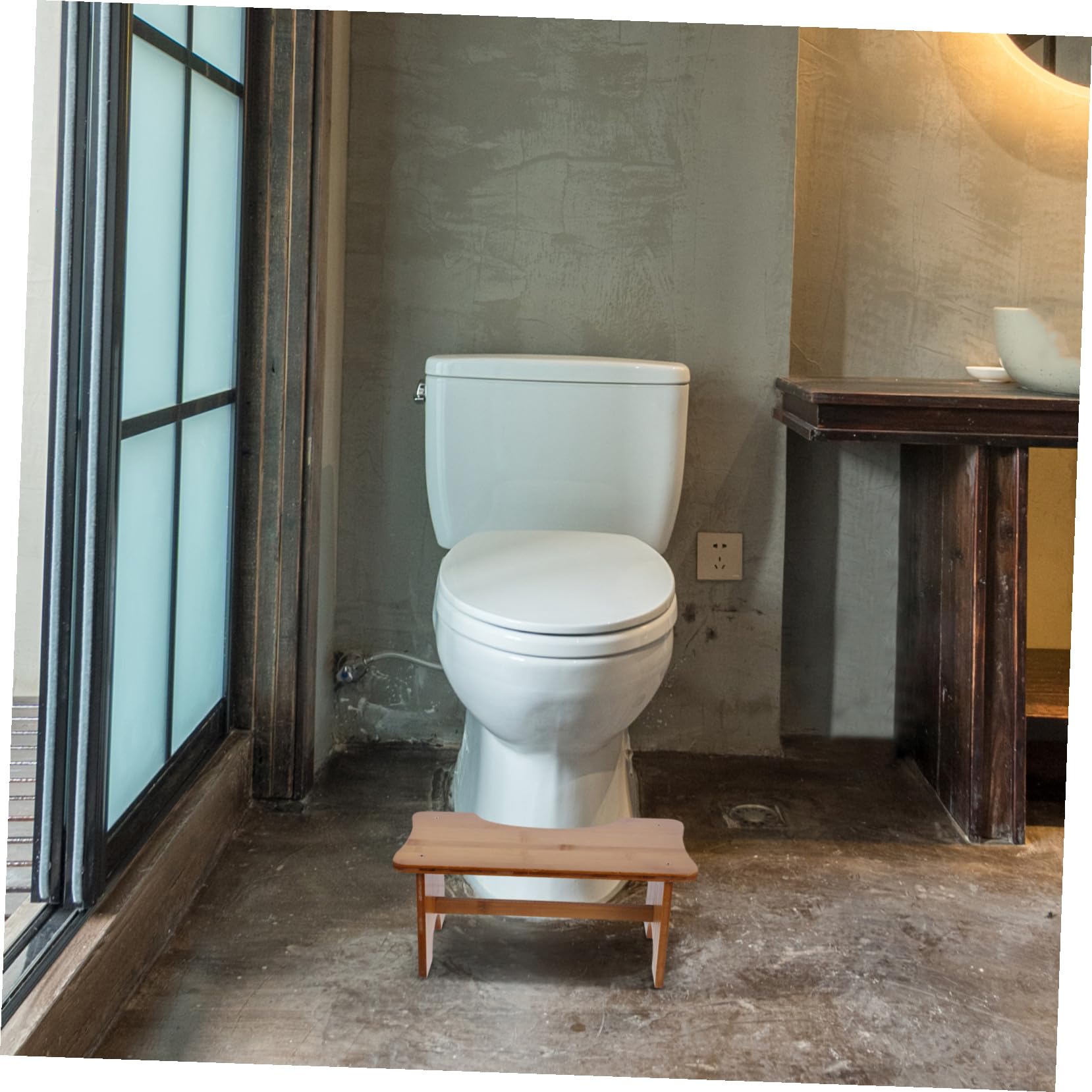 Gatuida Taburete para Inodoro de Madera Maciza Antideslizante Banqueta para Baño Infantil y Adulto Escalón Práctico para Aseo y Apoyo el Hogar Color Marrón
