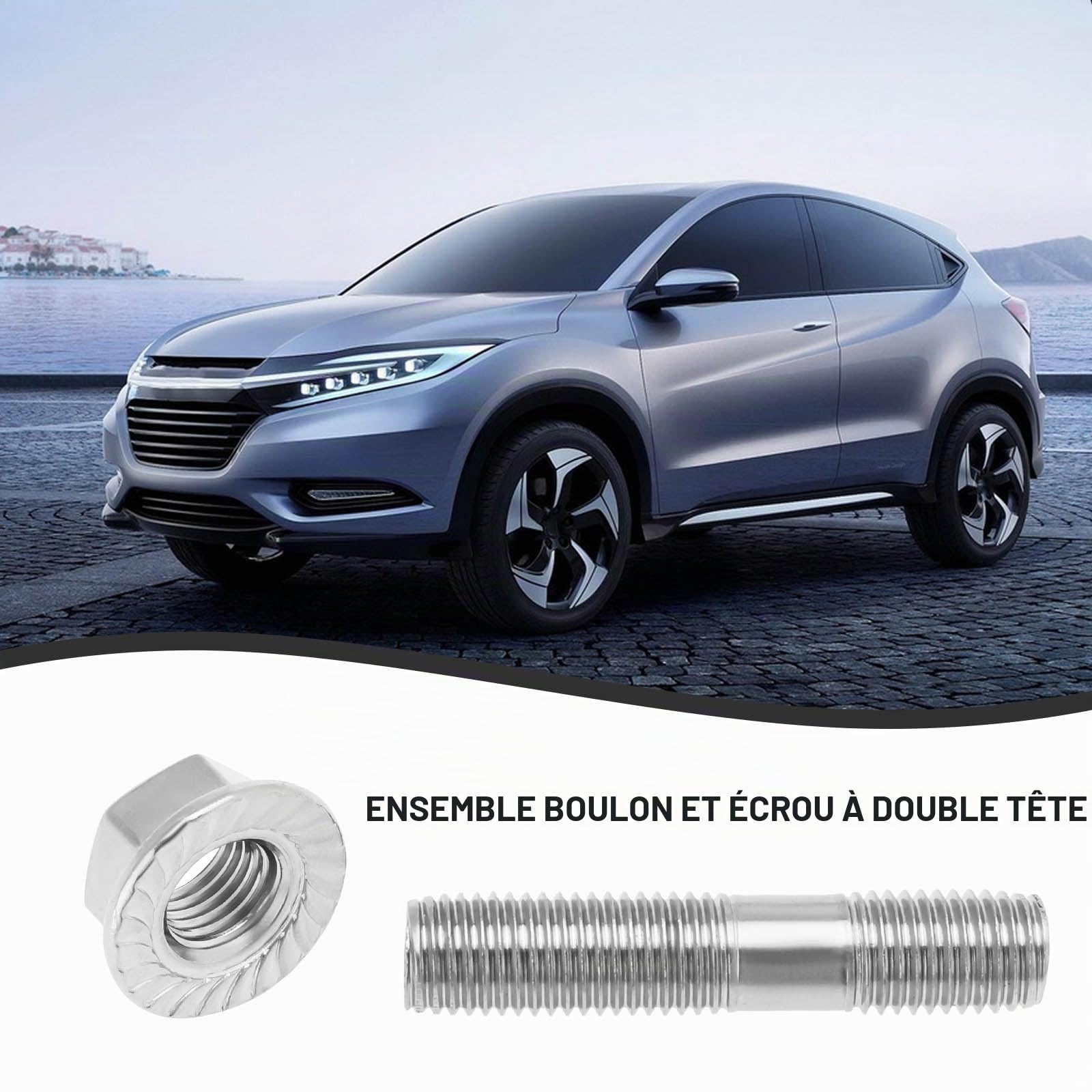 SG Store Lot de 4 Goujons de Bride de Collecteur d'échappement Double M10 x 1,5 en Acier Inoxydable 304 Compatible avec Toyota Compatible avec Nissan